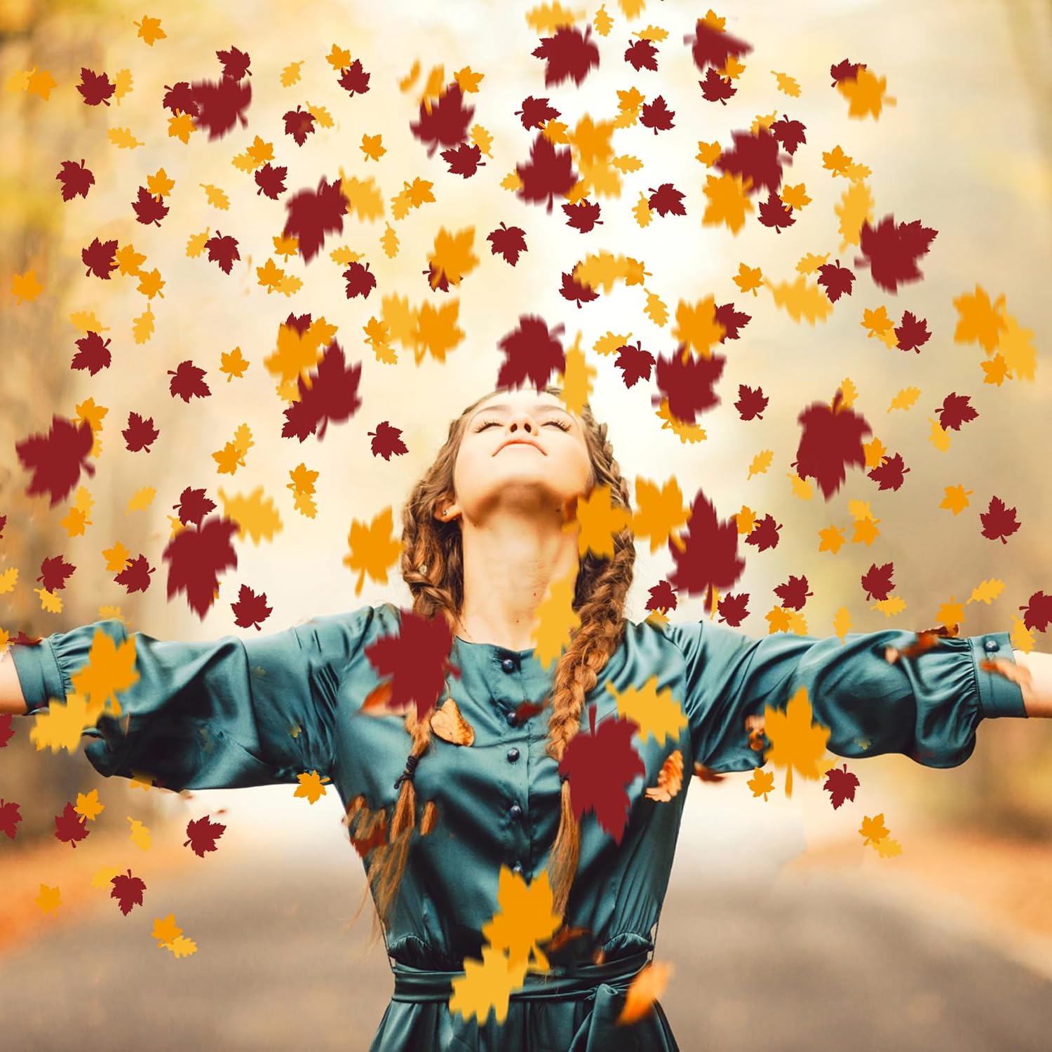 100Pcs Fall Confetti Thanksgiving Leaf Confetti for Table Decor