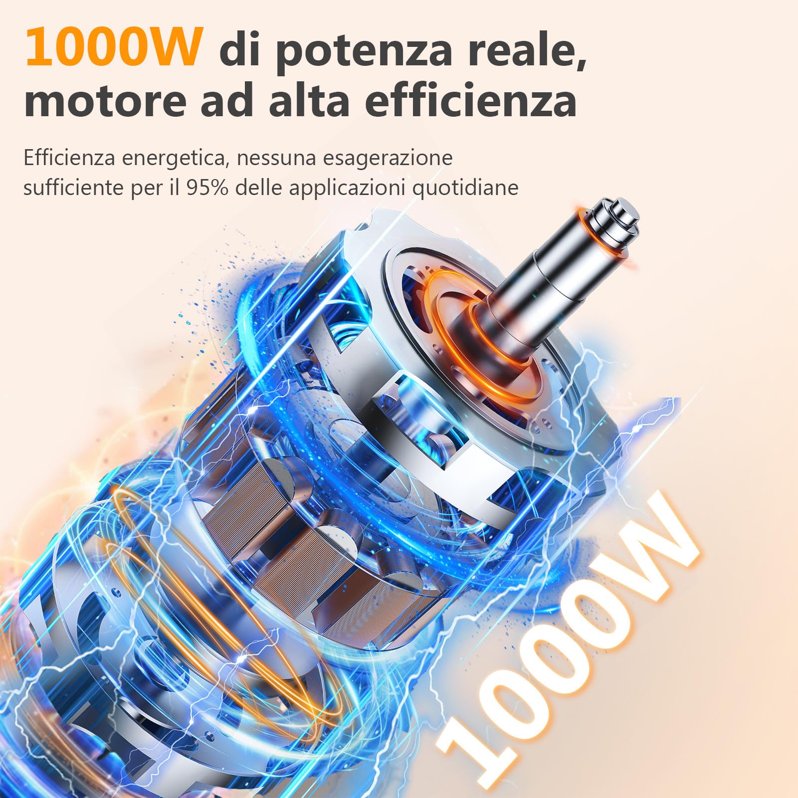 YASHE Frullatore a Immersione, 5 in 1 in Acciaio Inox, 1000 W, Velocità Regolabile Continuamente, con Tritatutto, Frusta e Bicchiere Dosatore – Ideale per Alimenti per Bambini, Salse e Zuppe