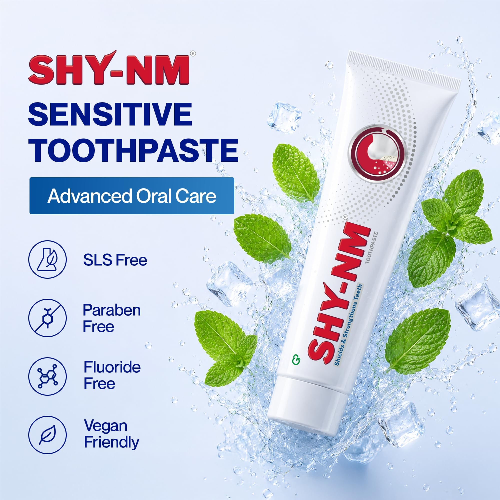 SHY-NM Toothpaste, Fresh Mint, Vegan-Friendly | Pack of 6 (100g)