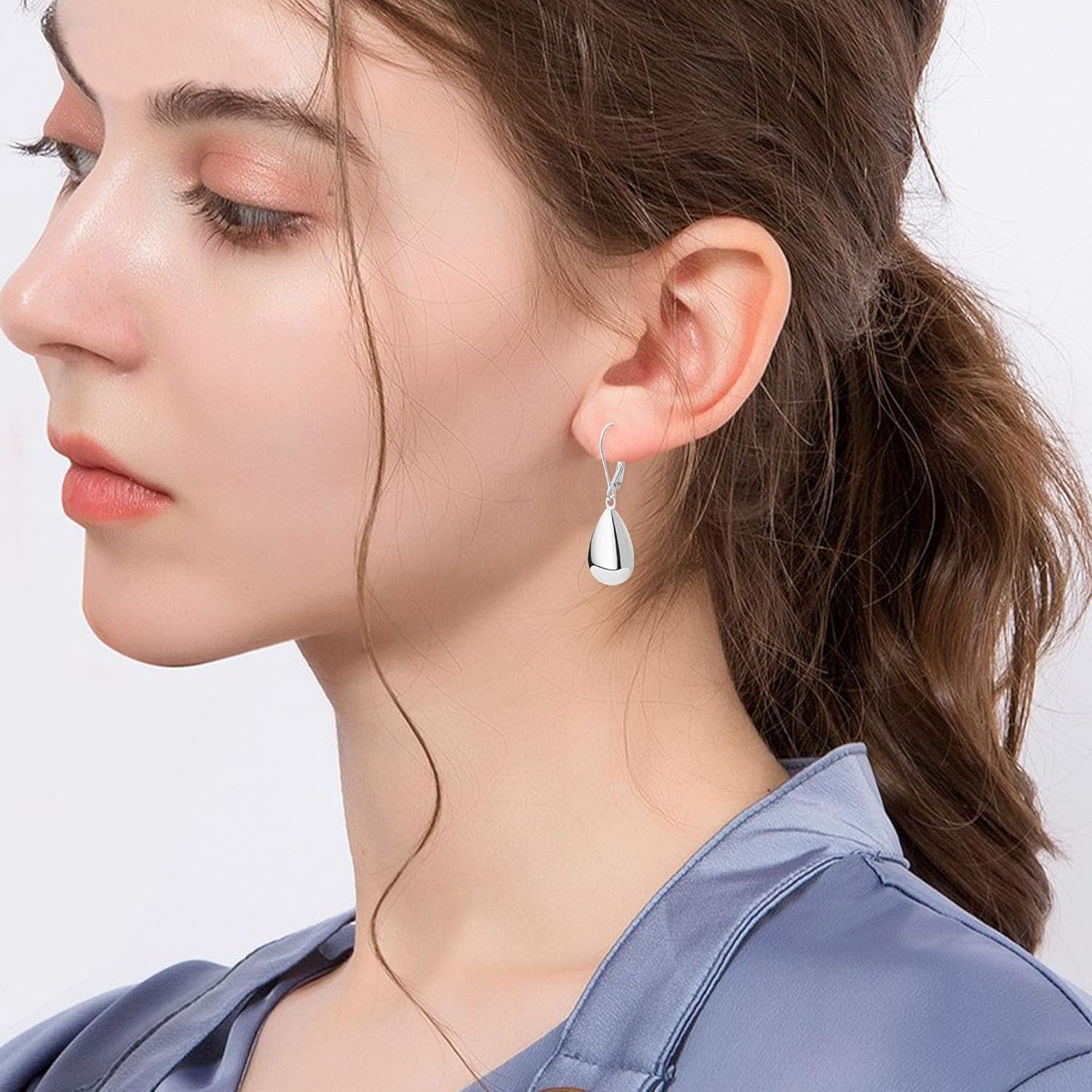 Teardrop Leverback Earrings for Women Waterdrop Tear Drop Jewelry Hypoallergenic Teardrop Leverback Dangle Earrings for Women - Image 4