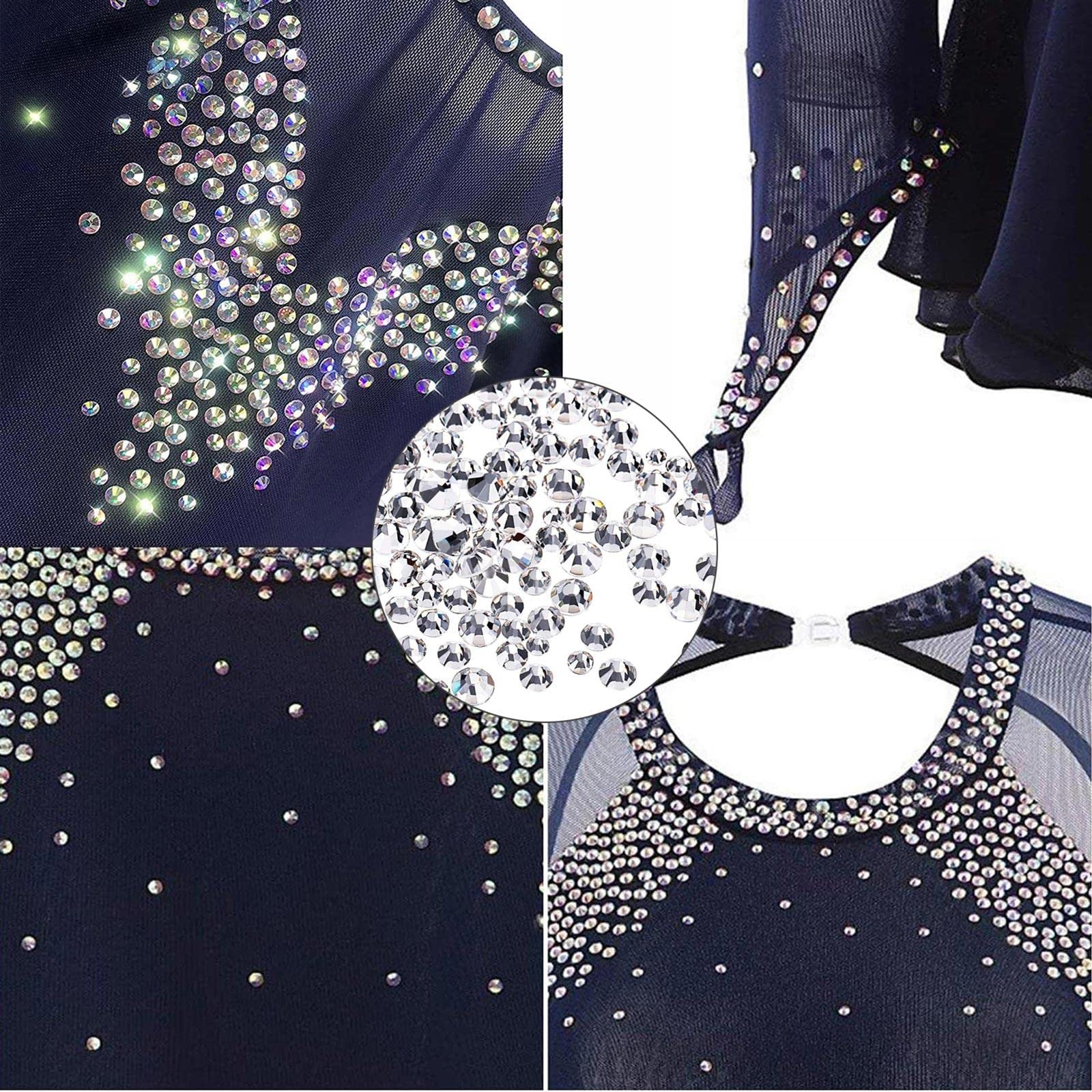 ZEDDG Bambina Abito da Pattinaggio Artistico con Strass Vestito da Balletto Danza Body da Ginnastica per Donna,Black- Child 14