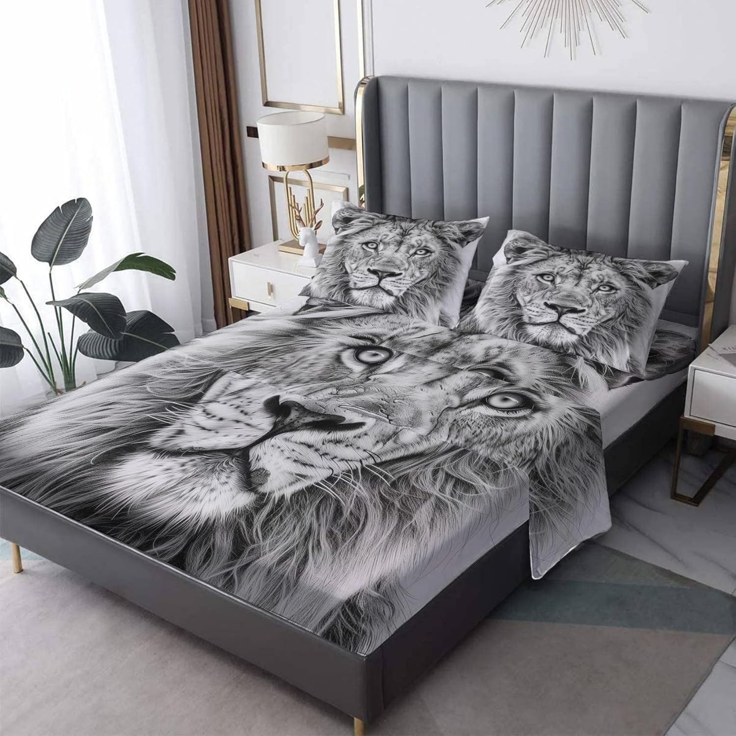 Black and White Sheets Queen Sheet Set - Optical Illusion Bed Sheets, Soft Microfiber & Deep Pocket & Wrinkle Free Bedding Sheets & Pillowcases, 1 Fitted Sheet, 1 Flat Sheet, 2 Pillow Cases