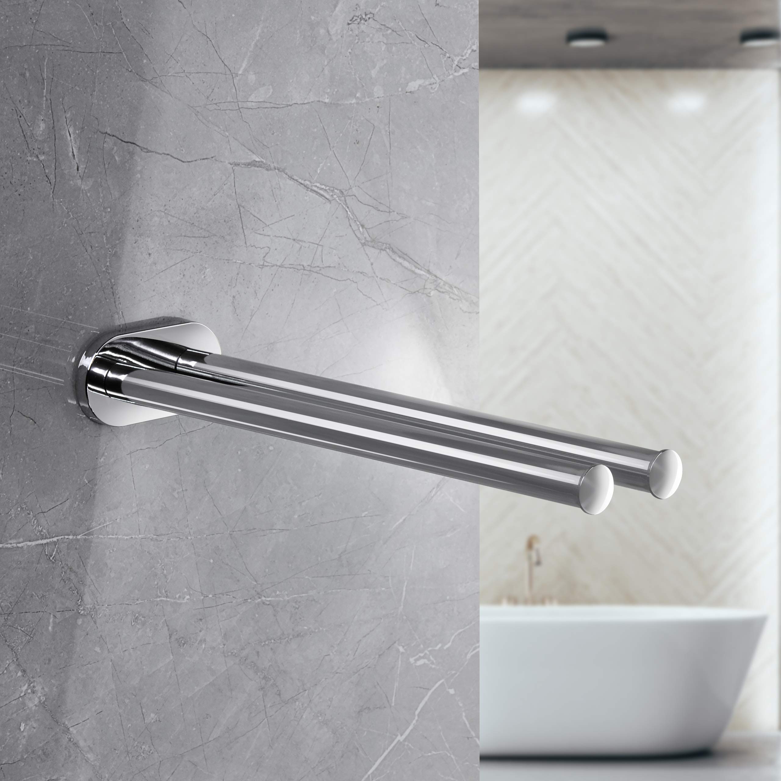 2 stuks SOTECH handdoekhouder Peti aluminium verchroomd, lengte: 325 mm incl. bevestigingsset voor wandmontage