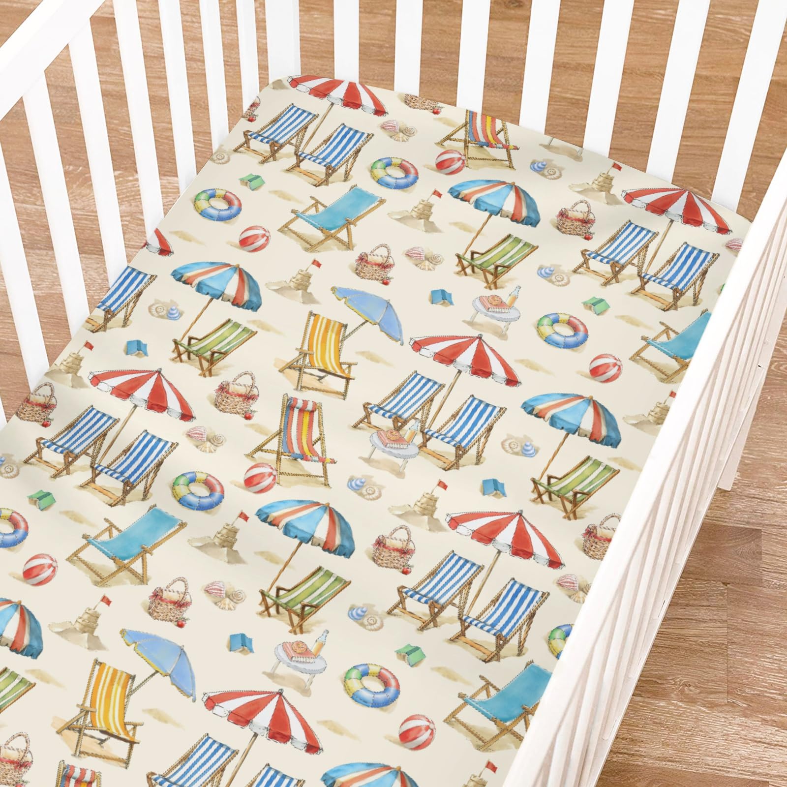 Sábanas bajeras ajustables para cuna de bebé para niñas y niños de 52 x 28 pulgadas, fundas de colchón para cuna costera, suaves y transpirables, sábana de bebé hawaiana para cuna estándar y colchón