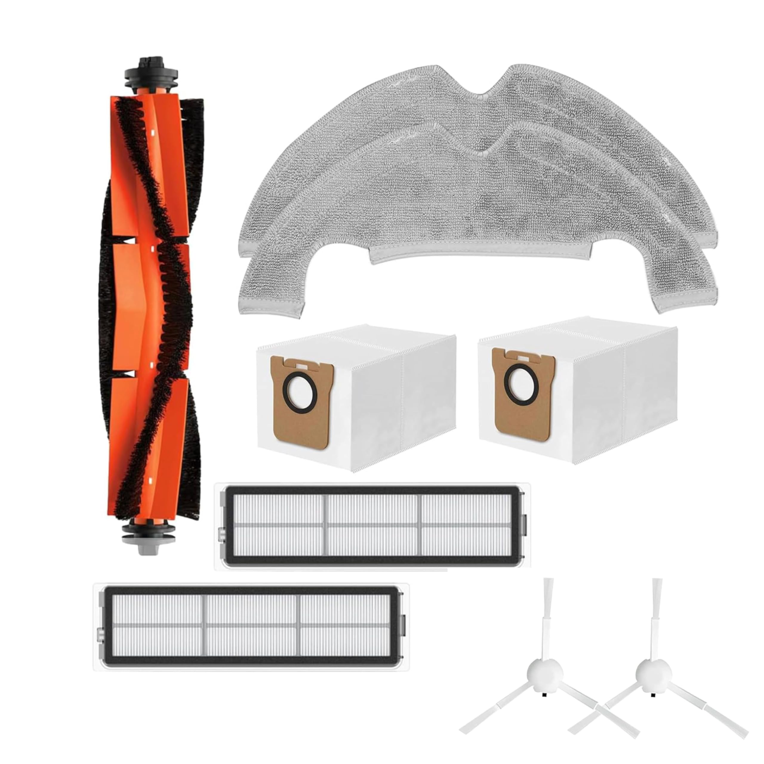 Reverbo Replenishment Kit, Compatible with Xiaomi Robot Vacuum Cleaner X10, Includes One Main Roller Brush, Two Spinning Side Brushes, Two Filters, Two Mops and Two Dust Bags