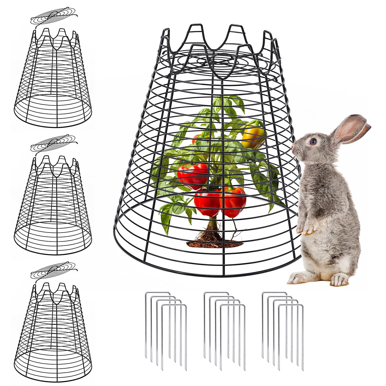 Pflanzenschutz von Tieren, stabile Metallglocken für Outdoor-Pflanzen, wiederverwendbare Gartenglocken für den Anbau von Gemüse, Pflanzkäfig, um Eichhörnchen, Kaninchen, Vögel, Mäuse