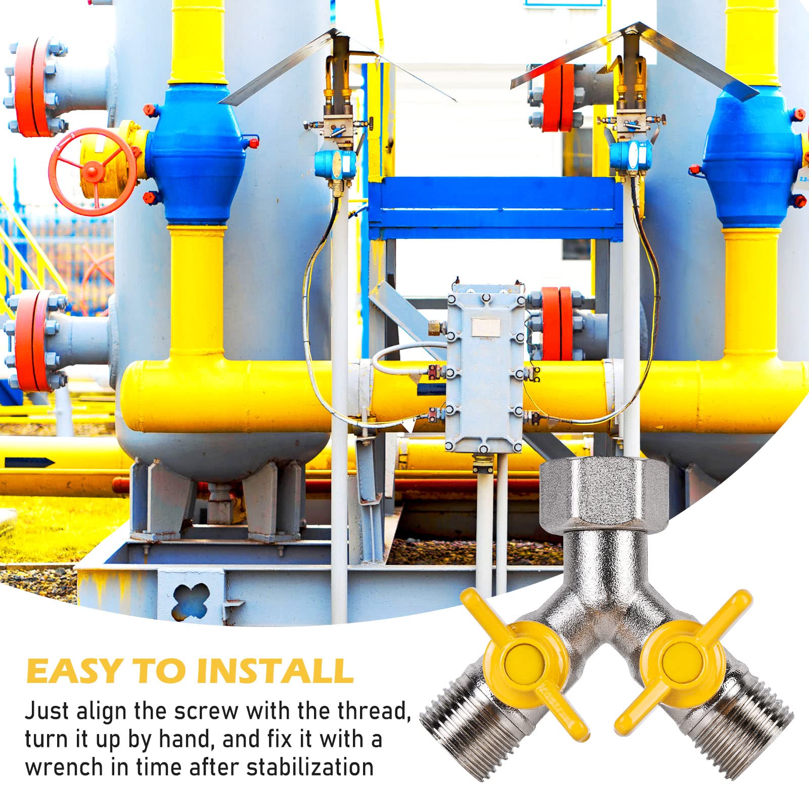 Séparateur De Tuyau À 2 Voies En Laiton Massif Connecteur De Tuyau À 2 Voies Avec Vannes D'arrêt