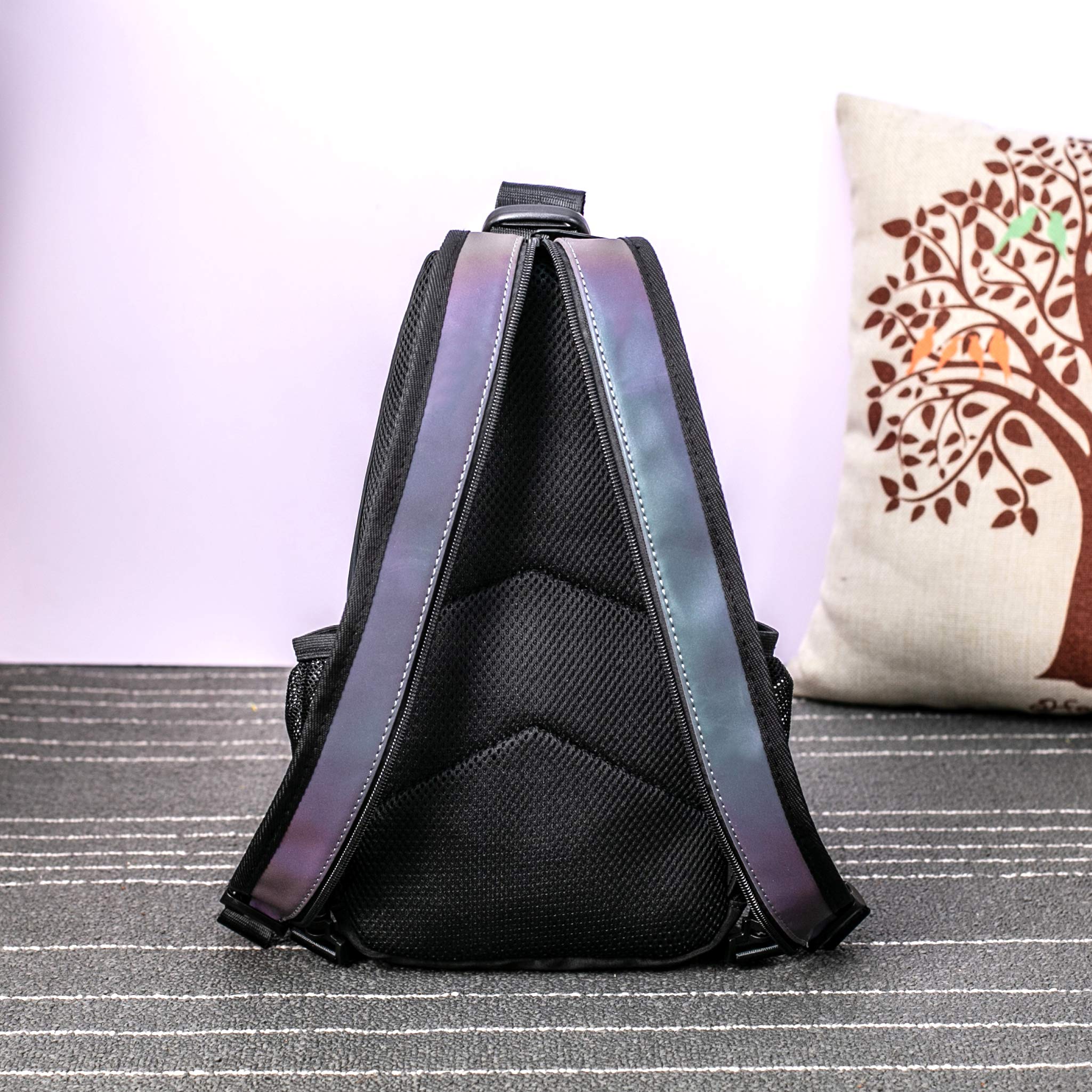 Geometrische Umhängetasche Geometrischer Rucksack Damen Leuchtender Holographic Rucksäcke Reflektierend Festival Tasche