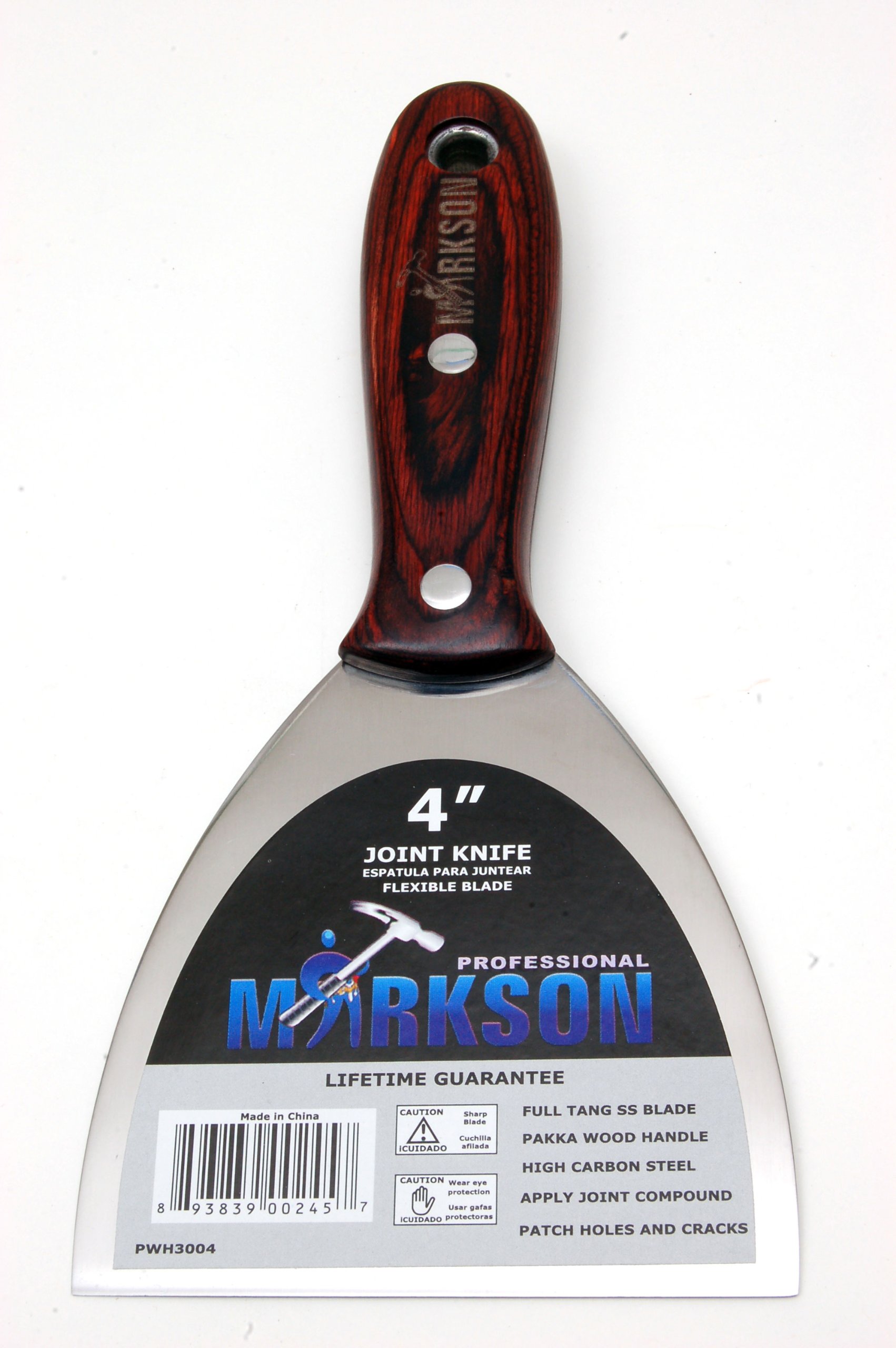MARKSON Putty Knife 4", Scraper Tool with Pakka Wooden Handle, Spackle Knife, Stainless Steel Blade Joint Knife