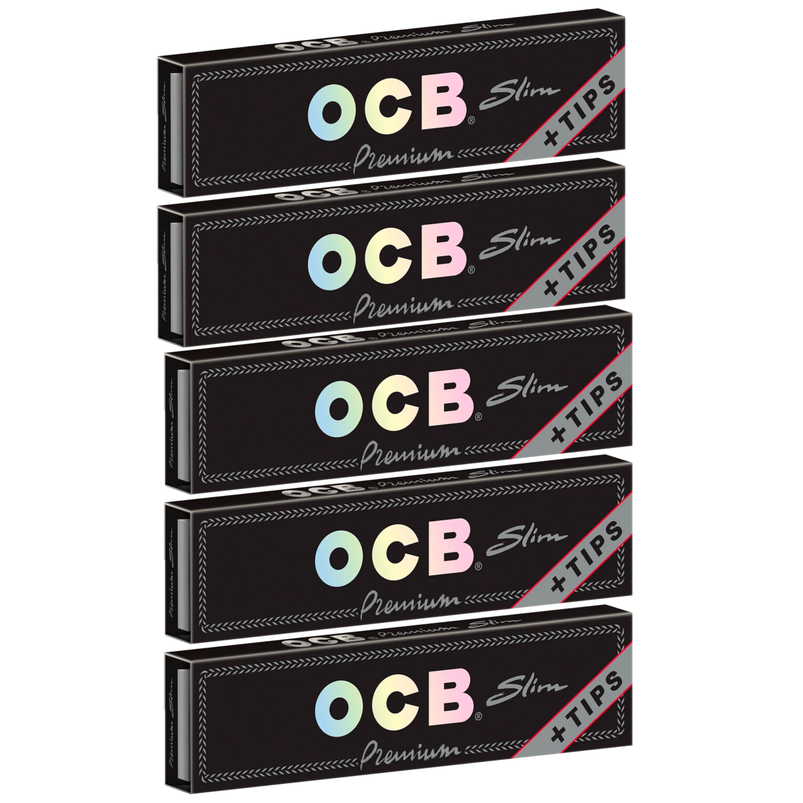 5 booklets OCB PREMIUM SLIM Rolling paper King Size + FILTER TIPS by OCB
