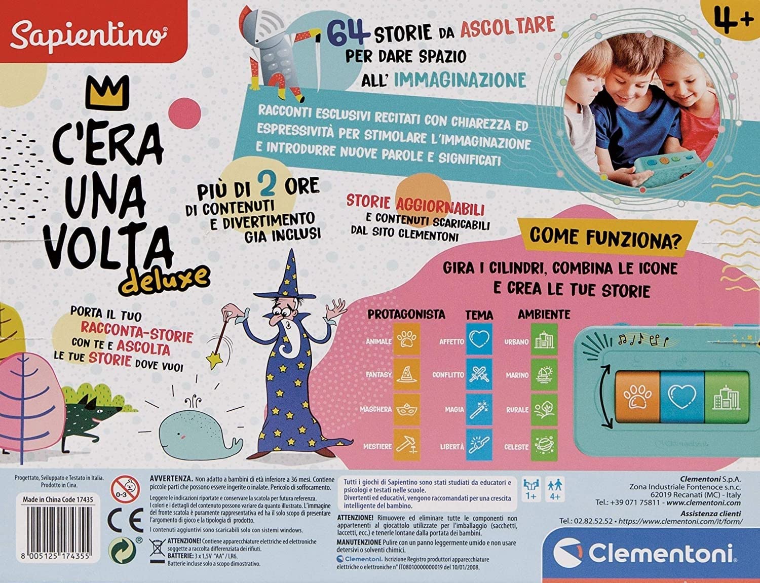 Clementoni - 17435 - Sapientino - C'era Una Volta Deluxe, racconta storie per Bambini 4 Anni interattivo, Storyteller, Gioco educativo elettronico, Cuffie Incluse