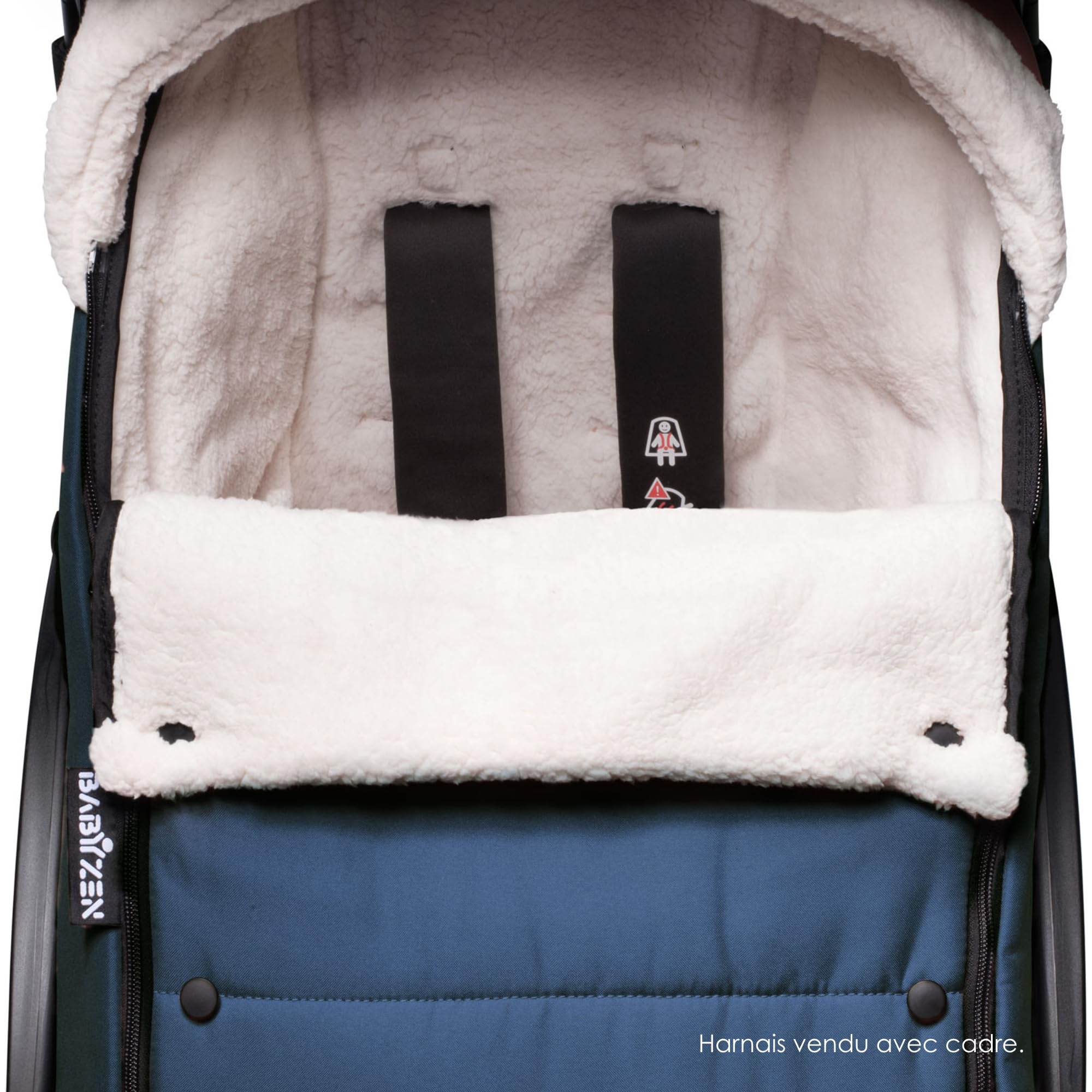 Chancelière YOYO, Bleu marine - Doublure Sherpa et capuche en polaire avec cordon d’ajustement pour garder bébé bien au chaud - Sac de transport inclus - Lavable en machine