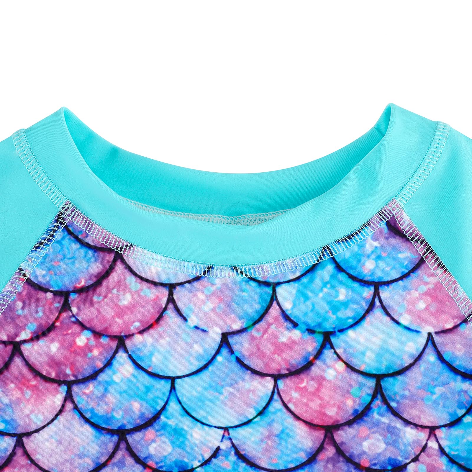 MASOCIO Maillot de Bain Fille 3-12 Ans 2 Pieces T-Shirt Enfant Natation Plage Anti UV UPF 50+ Séchage Rapide