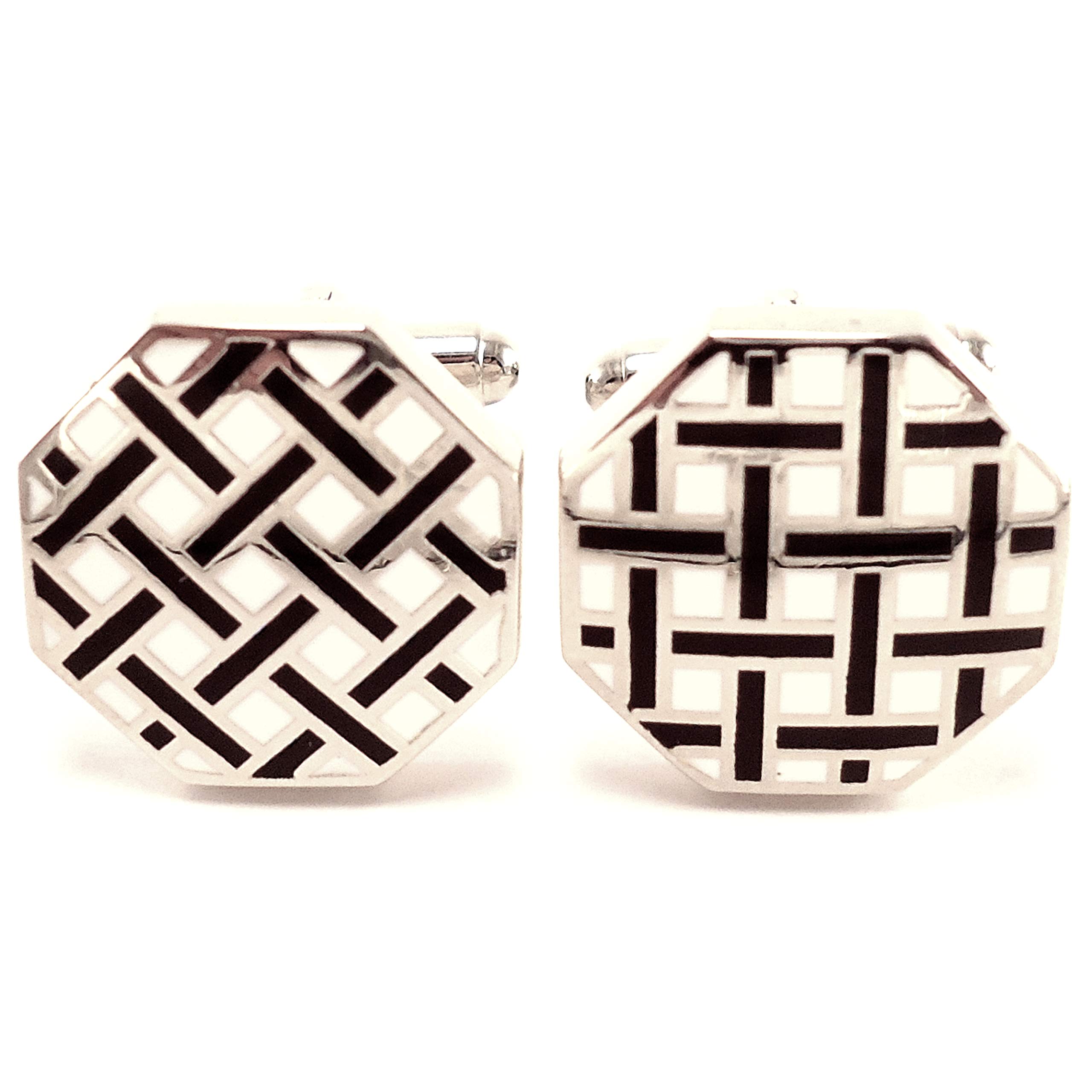 Octagon Enamel Cufflinks for Men-image-6