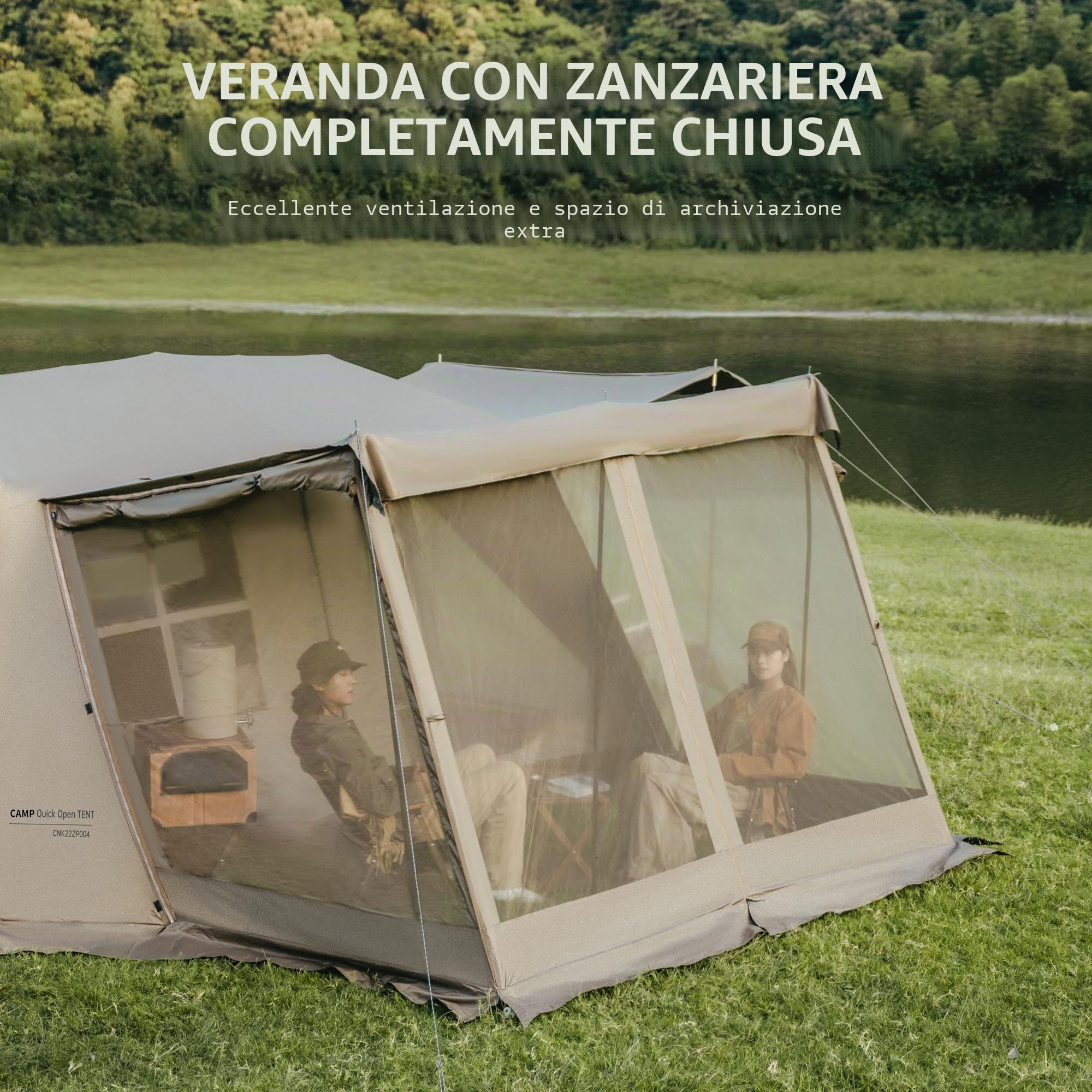 Naturehike Village 13.0 ㎡ Tenda familiare pop-up tenda da campeggio, tenda da campeggio per 4-6 persone, grande tenda a tunnel con colonna d'acqua 2000 mm
