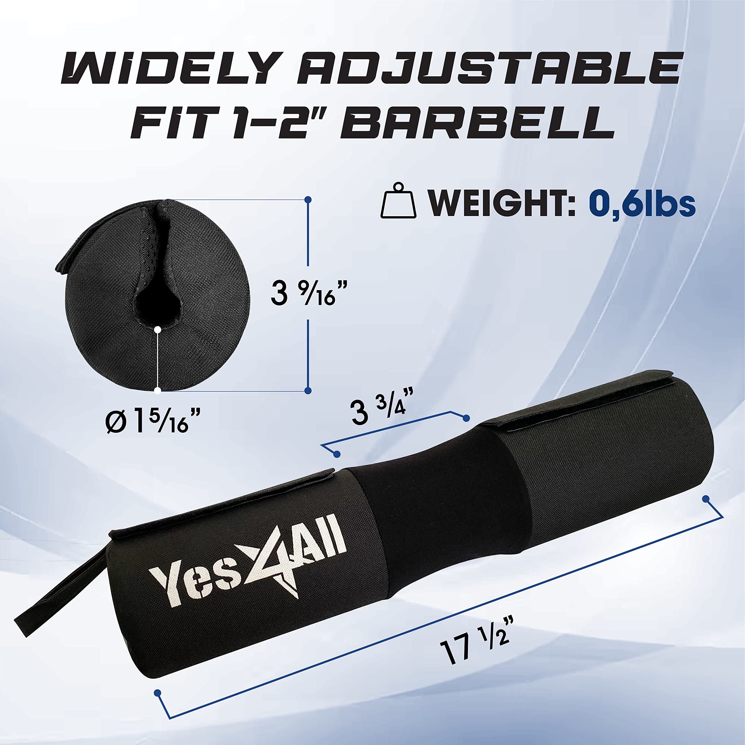 Barre D'Épaulière Yes4All - Mousse Épaisse NBR - Pour Squats Et Fentes - Universelle