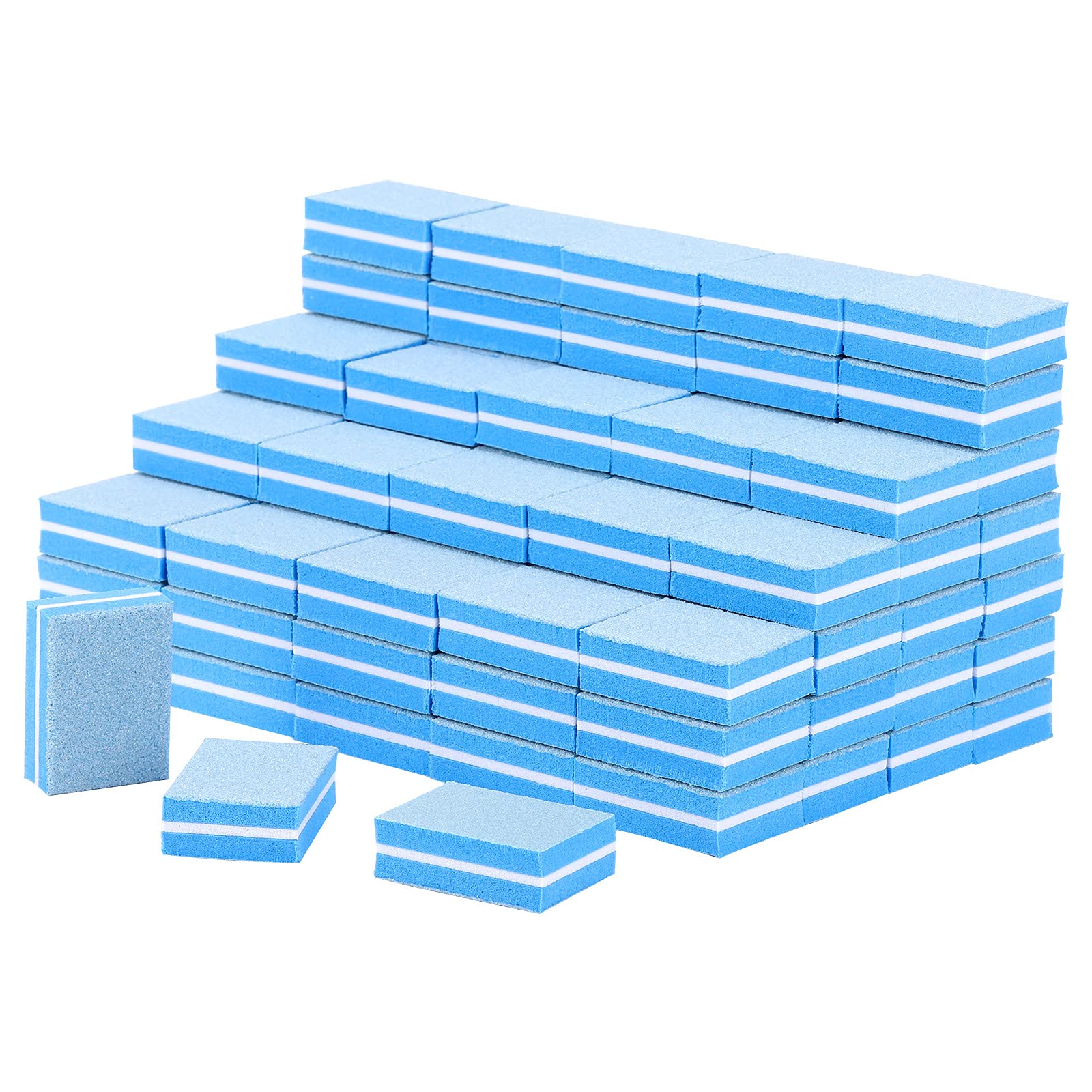 100 Pcs Mini Buffers for Nails 180/100 Grit Buffer for Acrylic Nails for Nail Care(Blue)