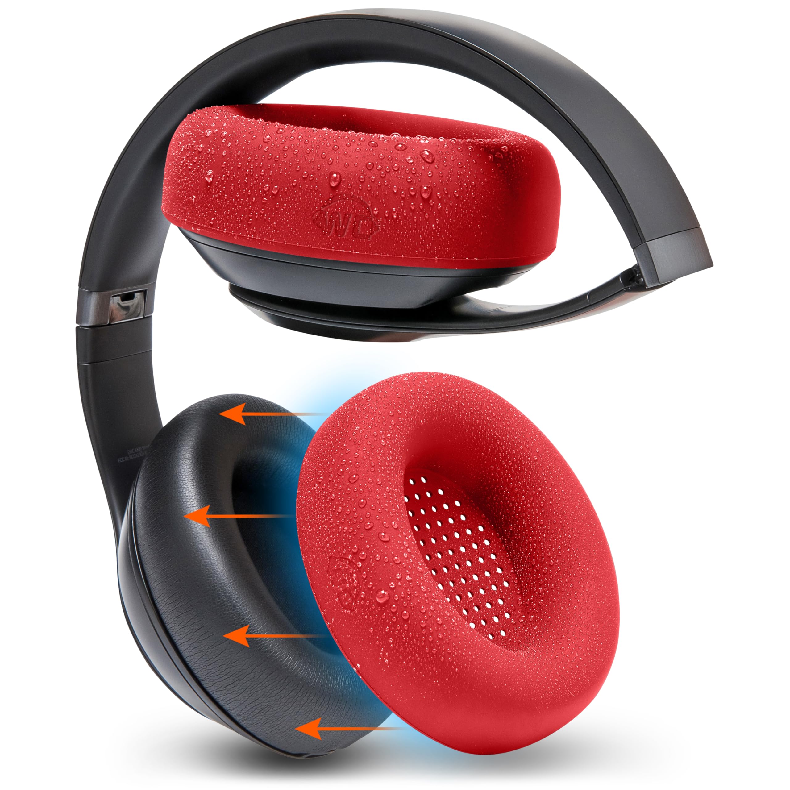 WC SweatZ Studio Pro - Patented Protective Silicone Earpad Covers for Beats Studio Pro Made by Wicked Cushions | Sweatproof & Easily Washable | Red