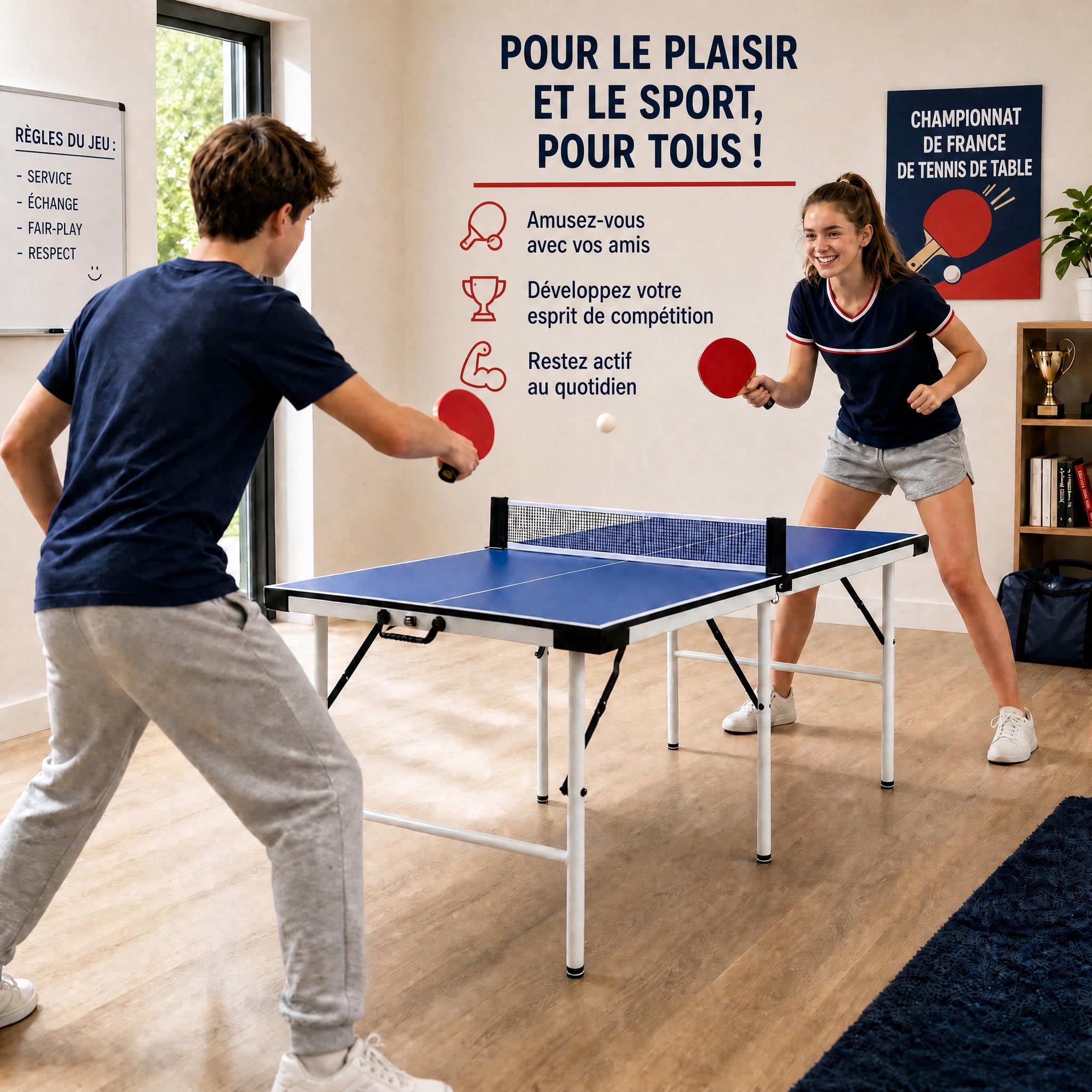 HLC Table de Ping Pong Exterieur Pliable 169×81×69cm pour Adultes et Enfants