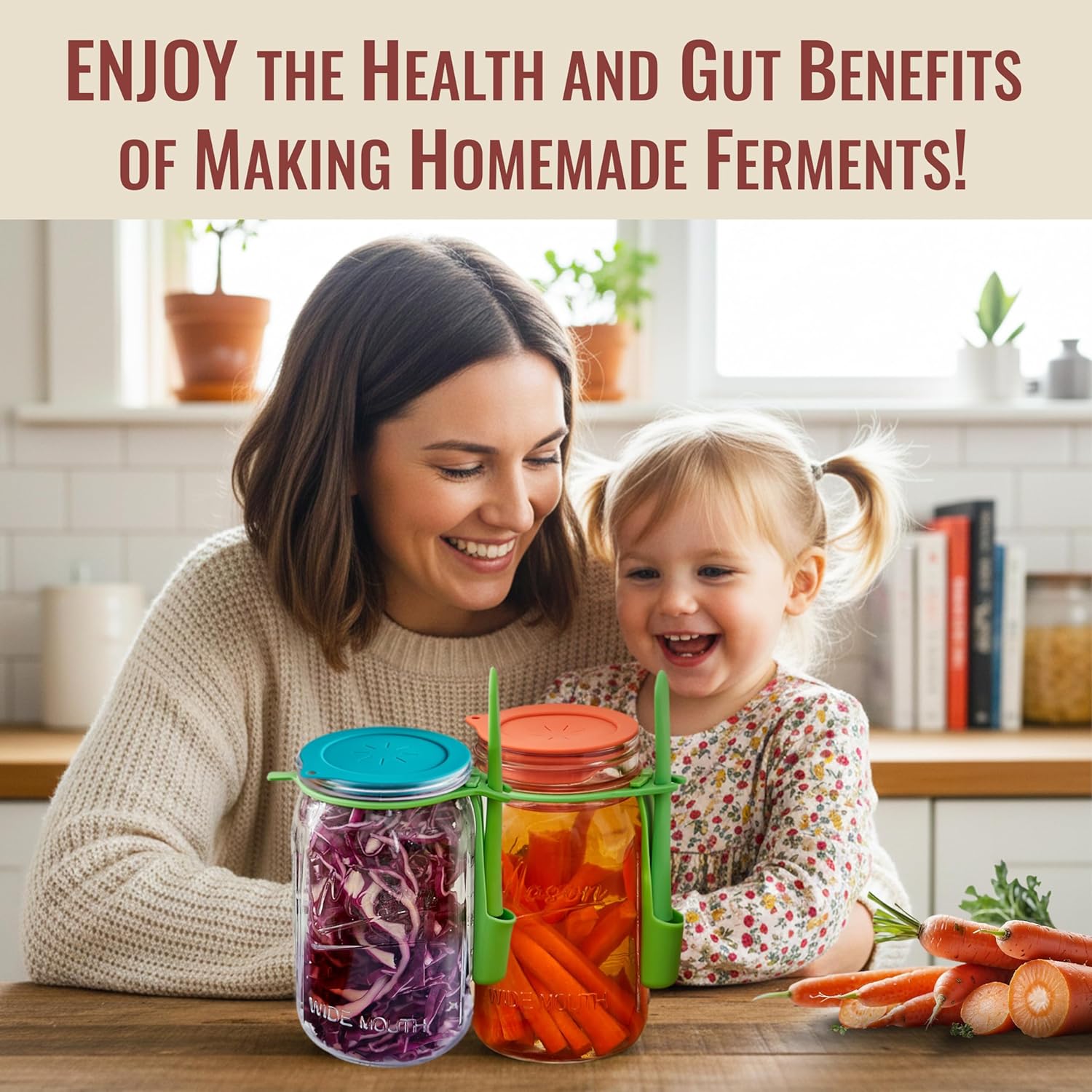 Master Fermentation Kit for Wide Mouth Mason Jar by The Amish Chef - Pickle Kit, Kimchi, Sauerkraut Making Kit - Fermentation Airlock Lids - Image 5