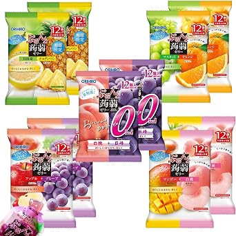 K-Bright Orihiro Purunto Konnyaku Jelly Pouch 5-Variety Set Mango & White Peach & Apple & Grape & Muscat & Orange & Strawberry & Satsuma & White Peach & Kyoho / 2 bags each, total 10 bags Original