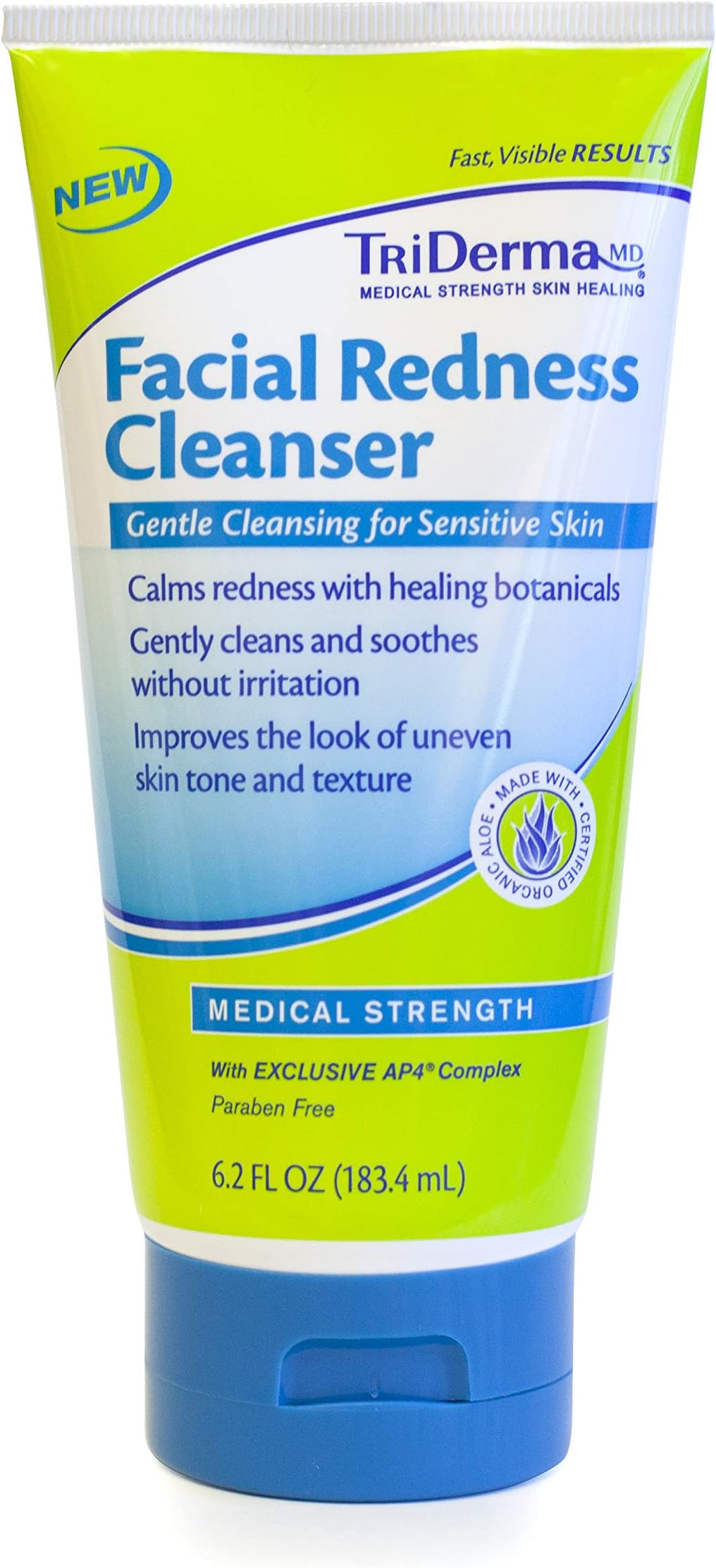 TriDerma Facial Redness Cleanser Face Wash, Improves Appearance of Red, Irritated Skin 6.2 oz
