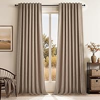 Vista 30 de Topfinel Cortinas Opacas y Cortinajes Marfil Crema de 84 Pulgadas de Largo, Beige con Pliegues Pinzados Completamente Opacas de Lino Natural