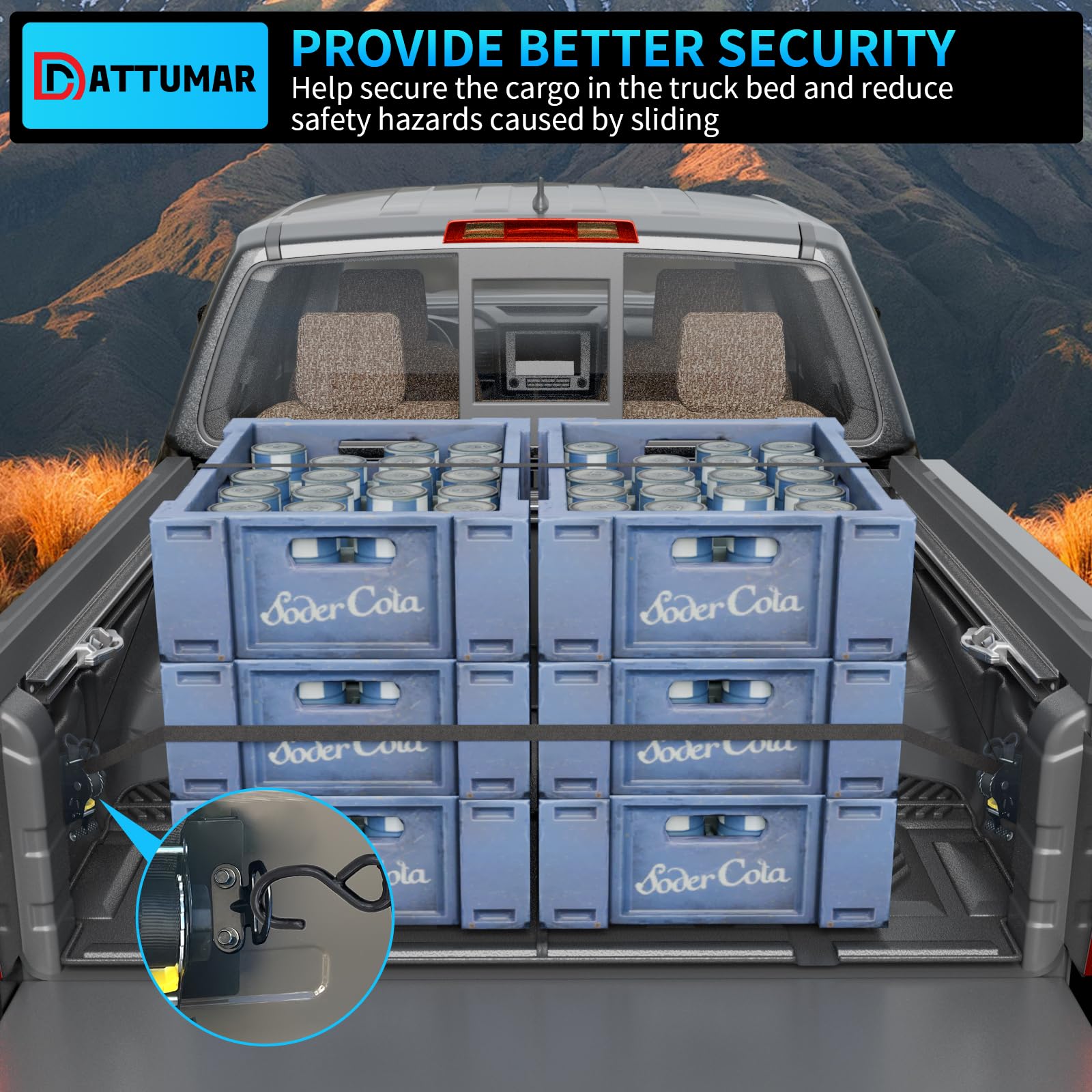 Dattumar Retractable Ratchet Straps For 2022-2025 Nissan Frontier - 2PC Auto Retracting Tie Down System - View #3