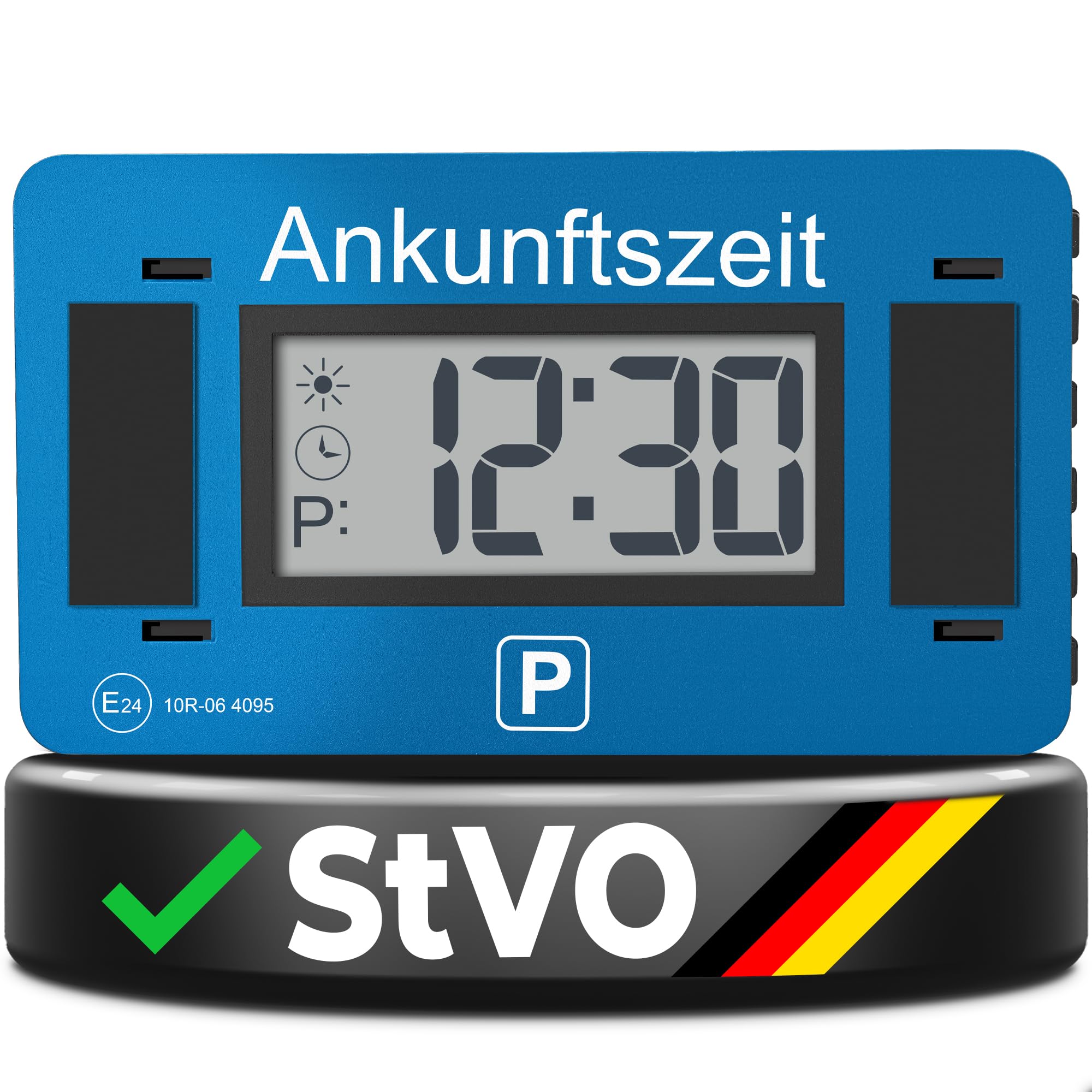 Parkwächter V2 Elektronische Parkscheibe mit Zulassung nach StVO – Digitale Parkscheibe Auto – Parkscheibe Elektrisch mit Zulassung – Automatische Parkuhr mit wechselbarer Taktung – Blau