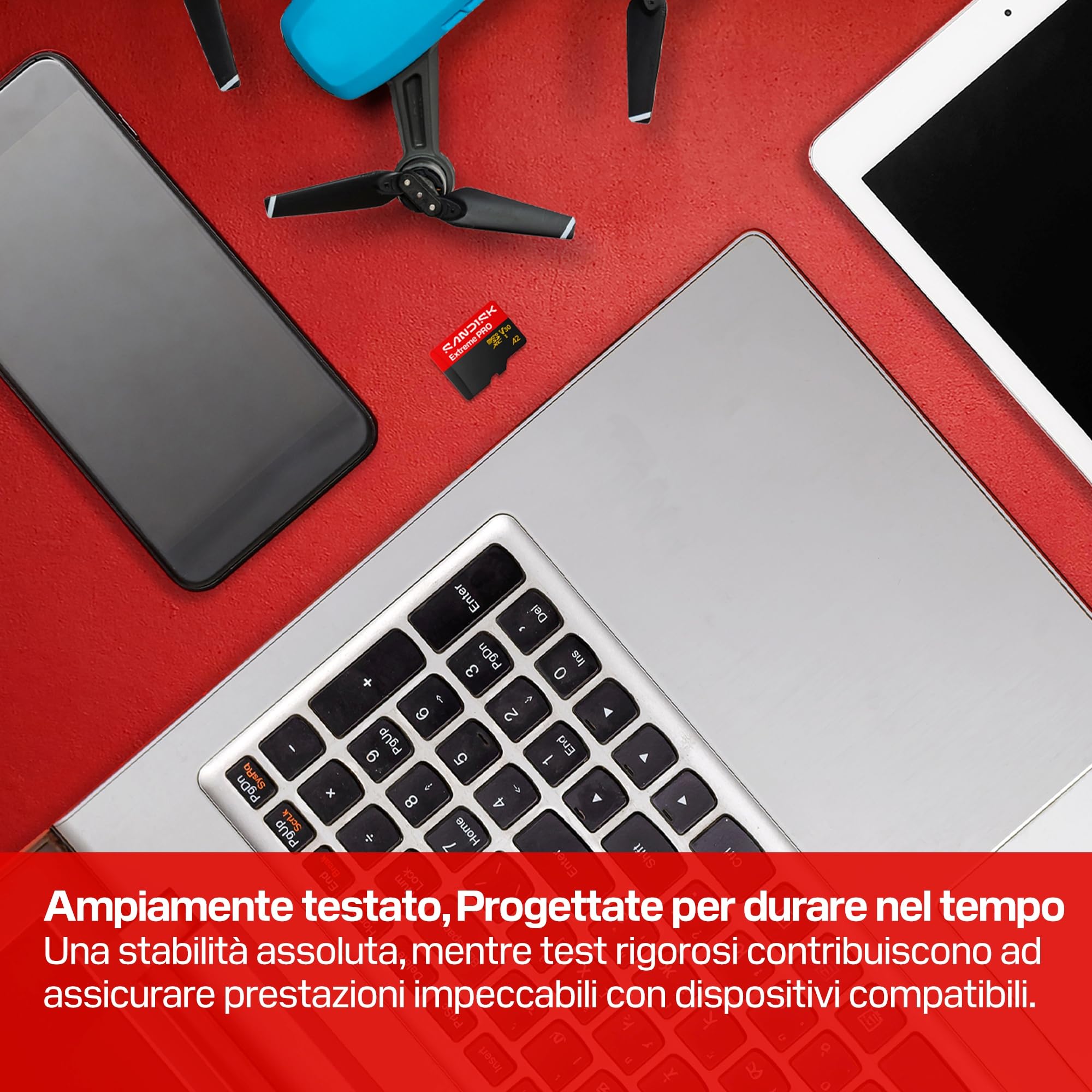 SANDISK Extreme PRO scheda microSD 128 GB, UHS-I + SD Adapter (velocità di lettura fino a 250 MB/s e velocità di scrittura fino a 120 MB/s, 5K, 3K, 4K UHD, C10, V30, U3, A2)