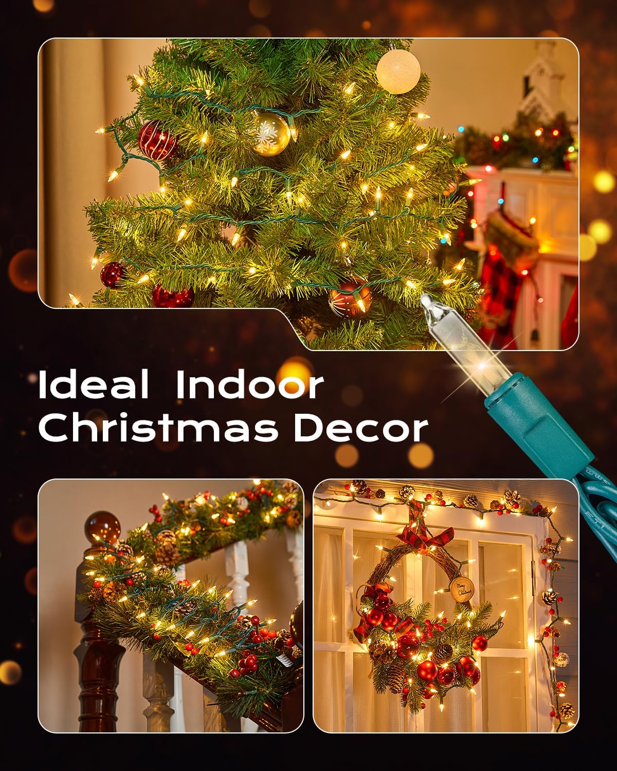 Clear Christmas String Lights, 100-Count Incandescent Bulb Mini