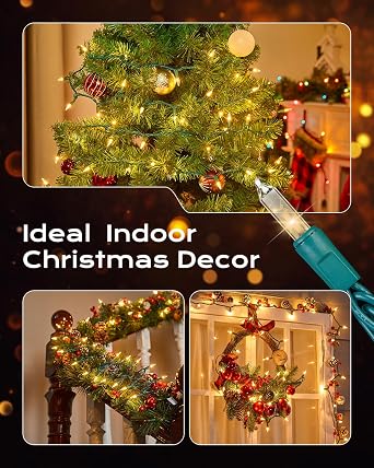 Brightown Clear Christmas String Lights, 100-Count 25ft Incandescent Bulb Mini Lights for Indoor Holiday Decor, Christmas Tree Garland Wedding Party Multi-Use Festival Decoration, Green Wire