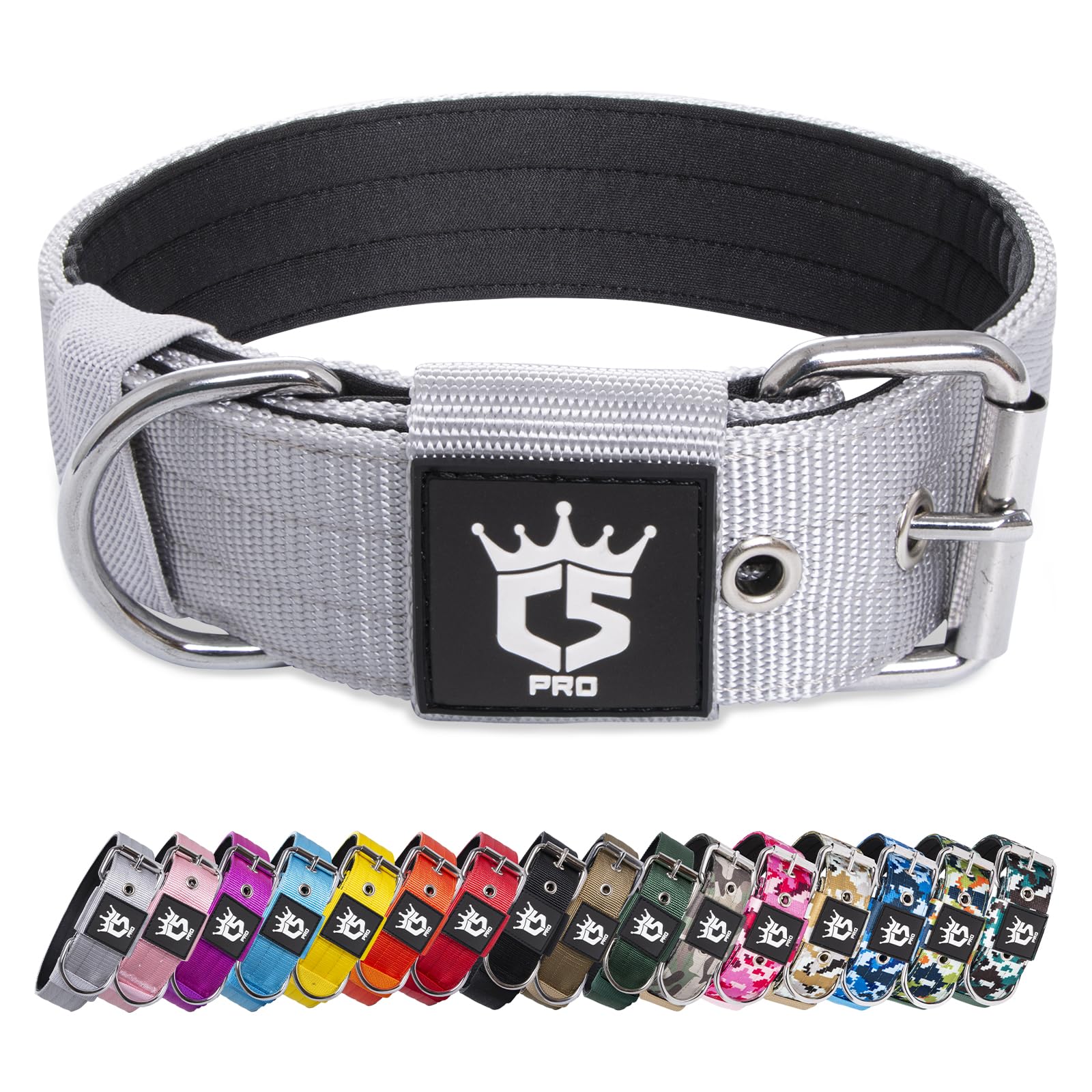 TSPRO Collar Táctico para Perros Ajustable, Collares con Broche de Metal Robusto, de 3,8 cm de Ancho, Duradero y Cómodo para Perros Medianos y Grandes (Camo Rosado M) — view 26