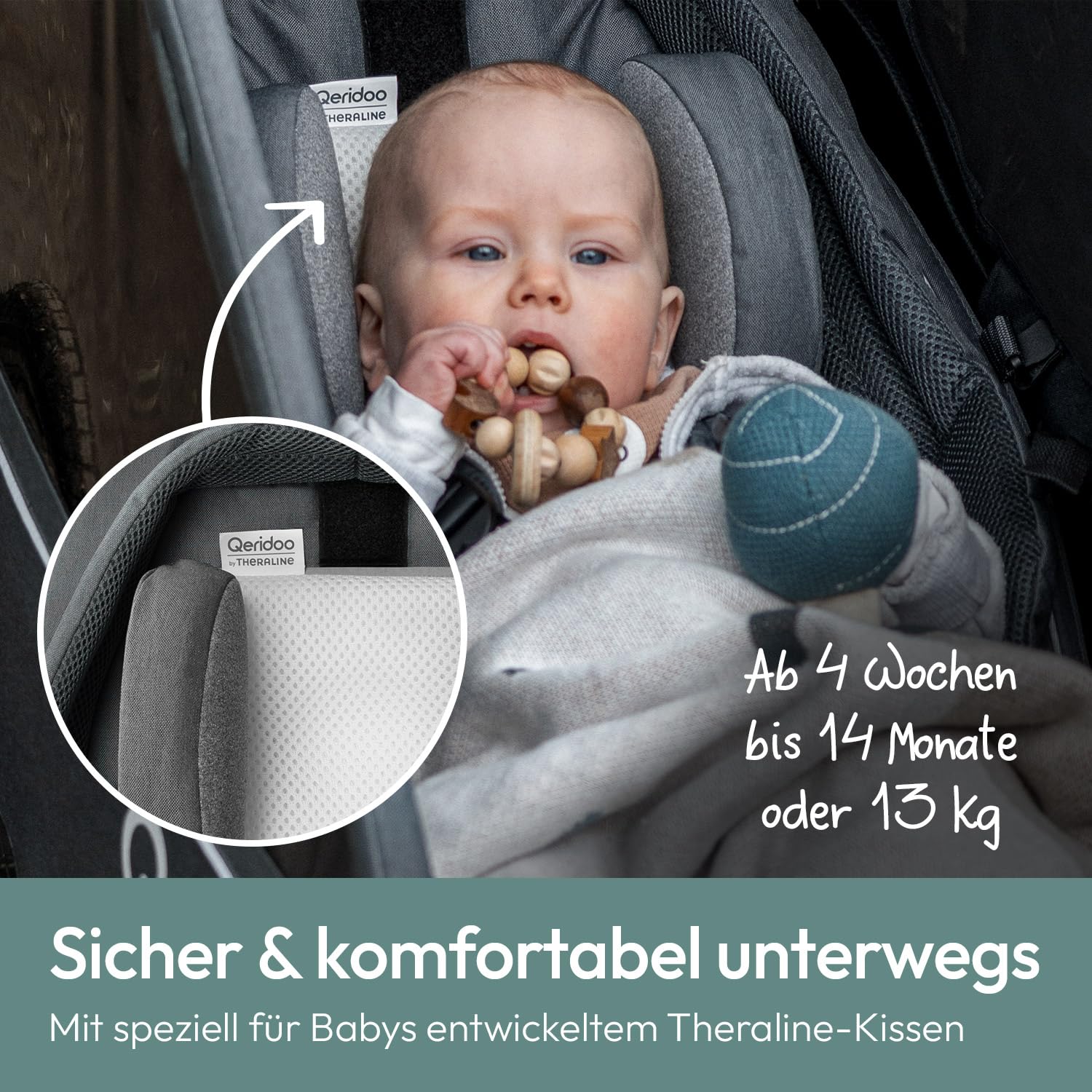 Qeridoo Hngematte Plus Limited Edition Theraline | Fr EIN-und Zweisitzer  (max. 1 Stck im Zweisitzer) | Babyhngematte fr Qeridoo Fahrradanhnger |  Inklusive Theraline Kopfsttze | Sicherer Halt : Amazon.de: Garten