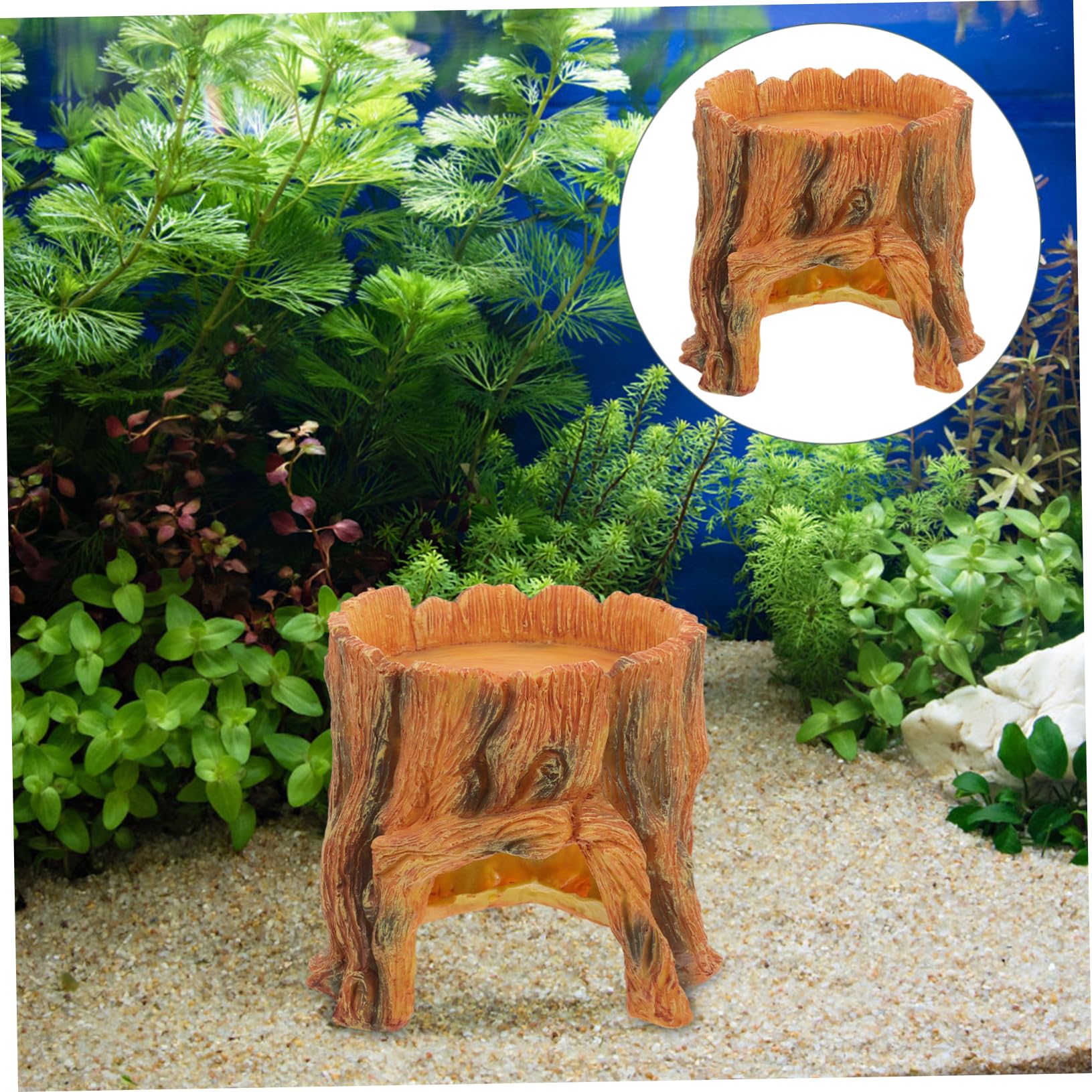 Didiseaon Decorazione Per Acquario Finta Rifugio Per Pesci e Rettili Stump Design Naturale Accessorio Estetico Per Serbatoi e Terrari Facile Da Posizionare e Mantenere