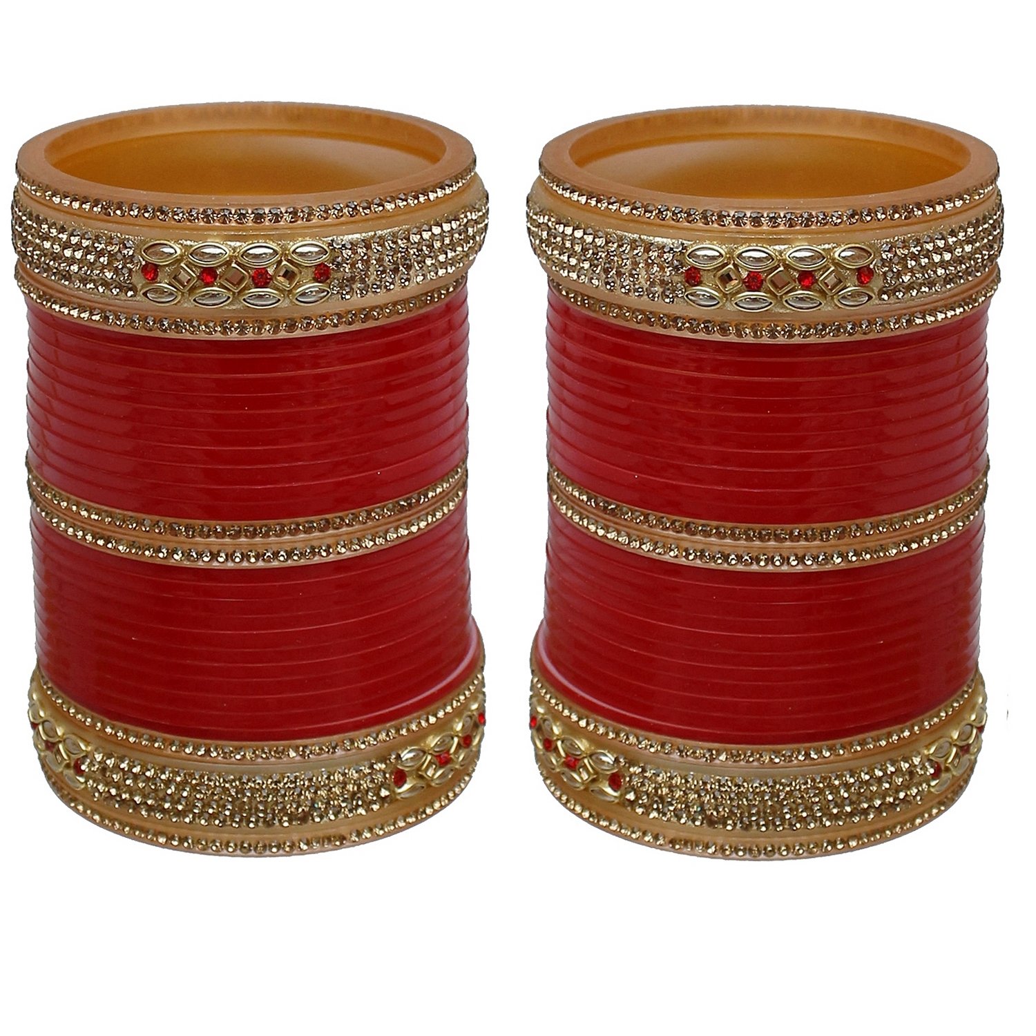 GenericRed Designer Chura Bridal Dulhan Wedding Punjabi Choora Fashion Jewellery Chuda Set (726-M1C1-Z3661-R) by Indian Collectible