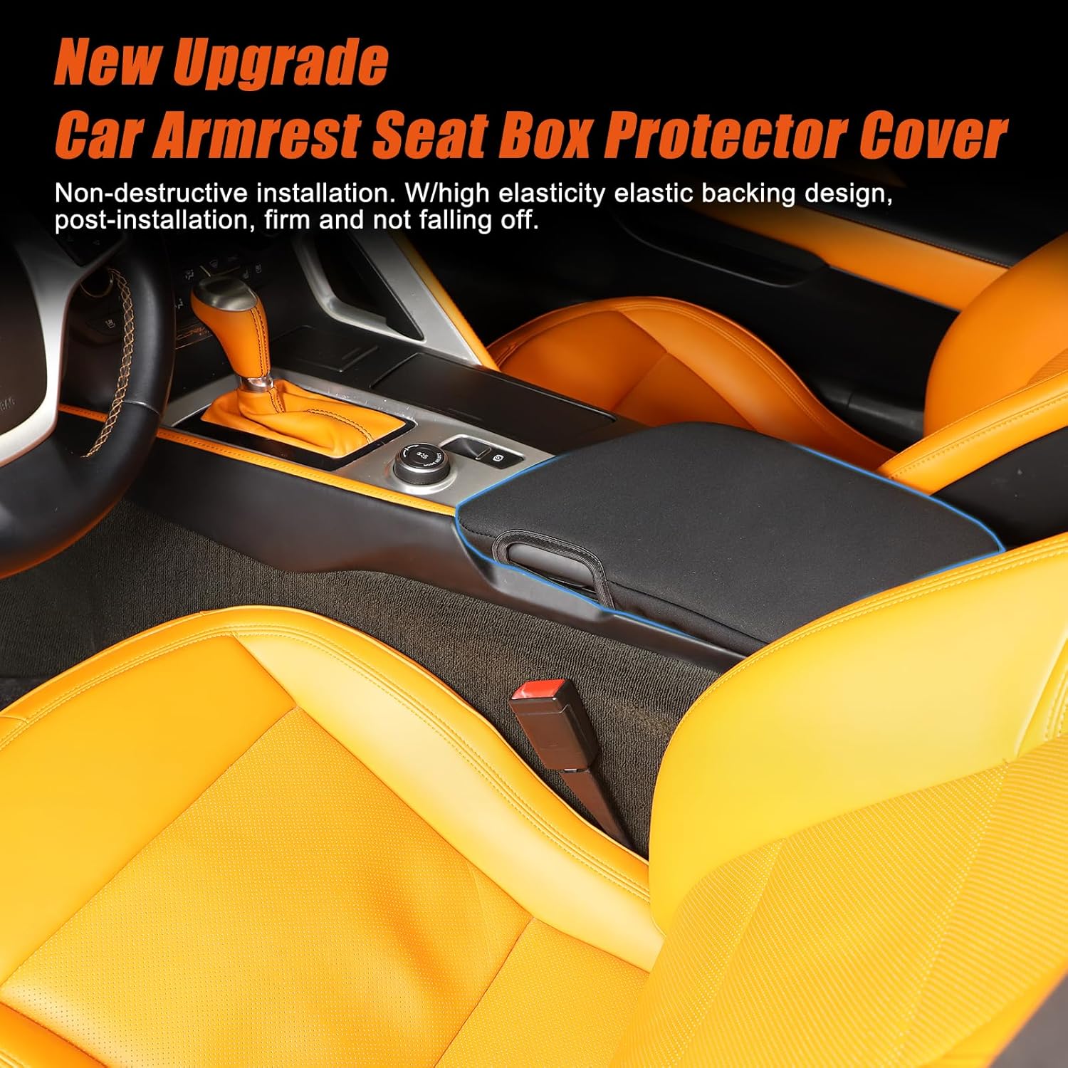 Central Control Lid Armrest Cover Compatible with Chevrolet Corvette C7 2014-2019 Armrest Box Panel C7 Armrest Container Protection Cover Fabric Car Interior Accessories