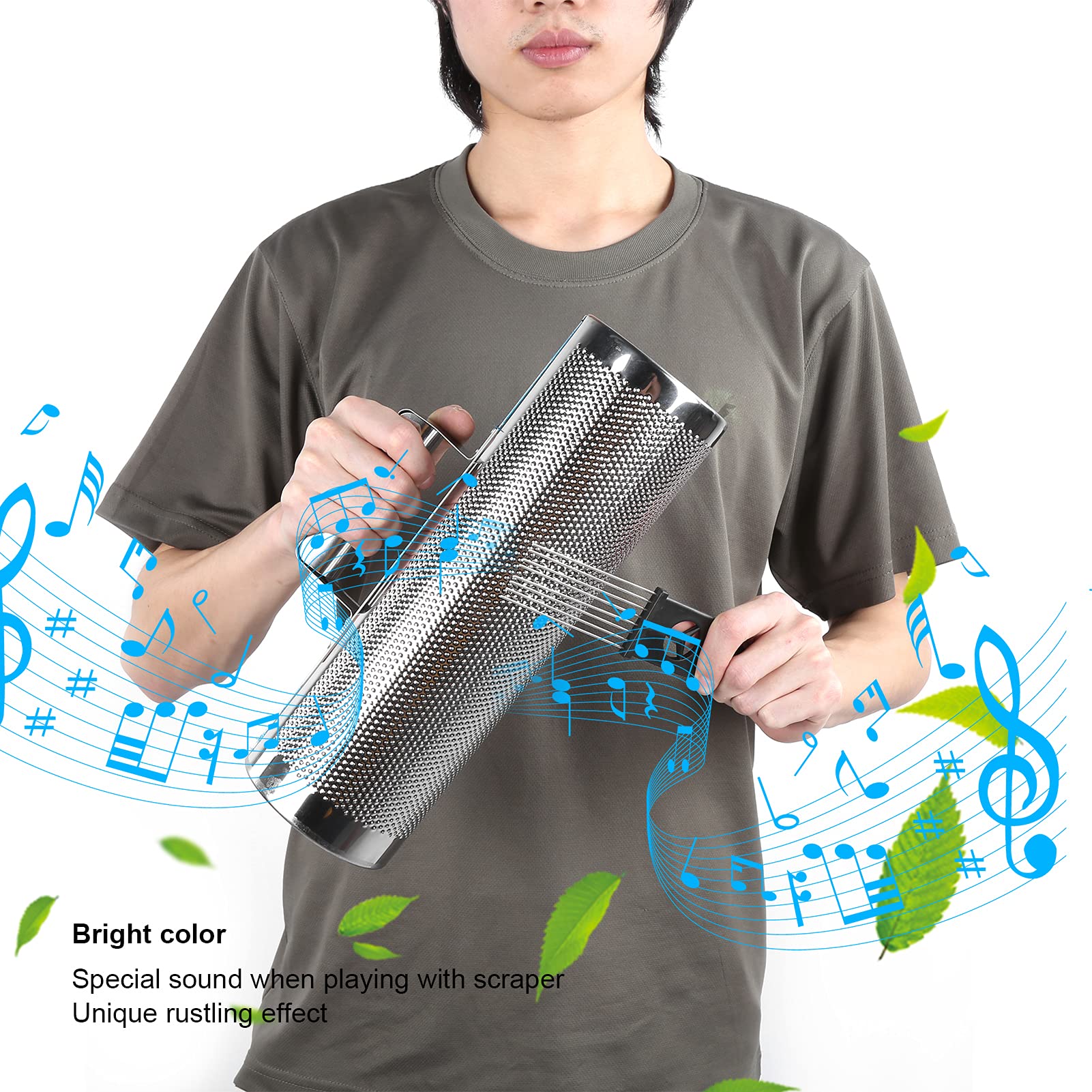 Guiro Shaker, Percussioni in Alluminio Strumenti Musicali Guiro con Raschietto Tipo A, Strumento A Percussione Latino 4x12in Strumento di Allenamento Musicale per Accompagnamento