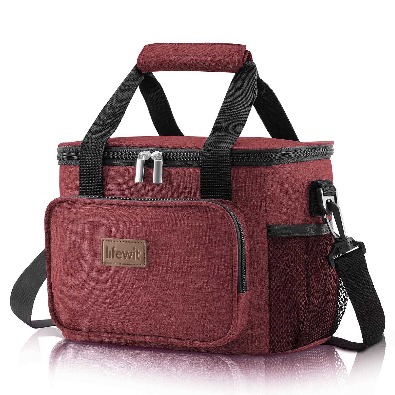 Lifewit Borsa Termica Porta Pranzo 8.5L(12 Lattine), Piccola Borse Frigo Pranzo Ufficio per Uomo e Donna, Lunch Bag per Lavoro, Mare, Viaggio, Spiaggia, Borgogna