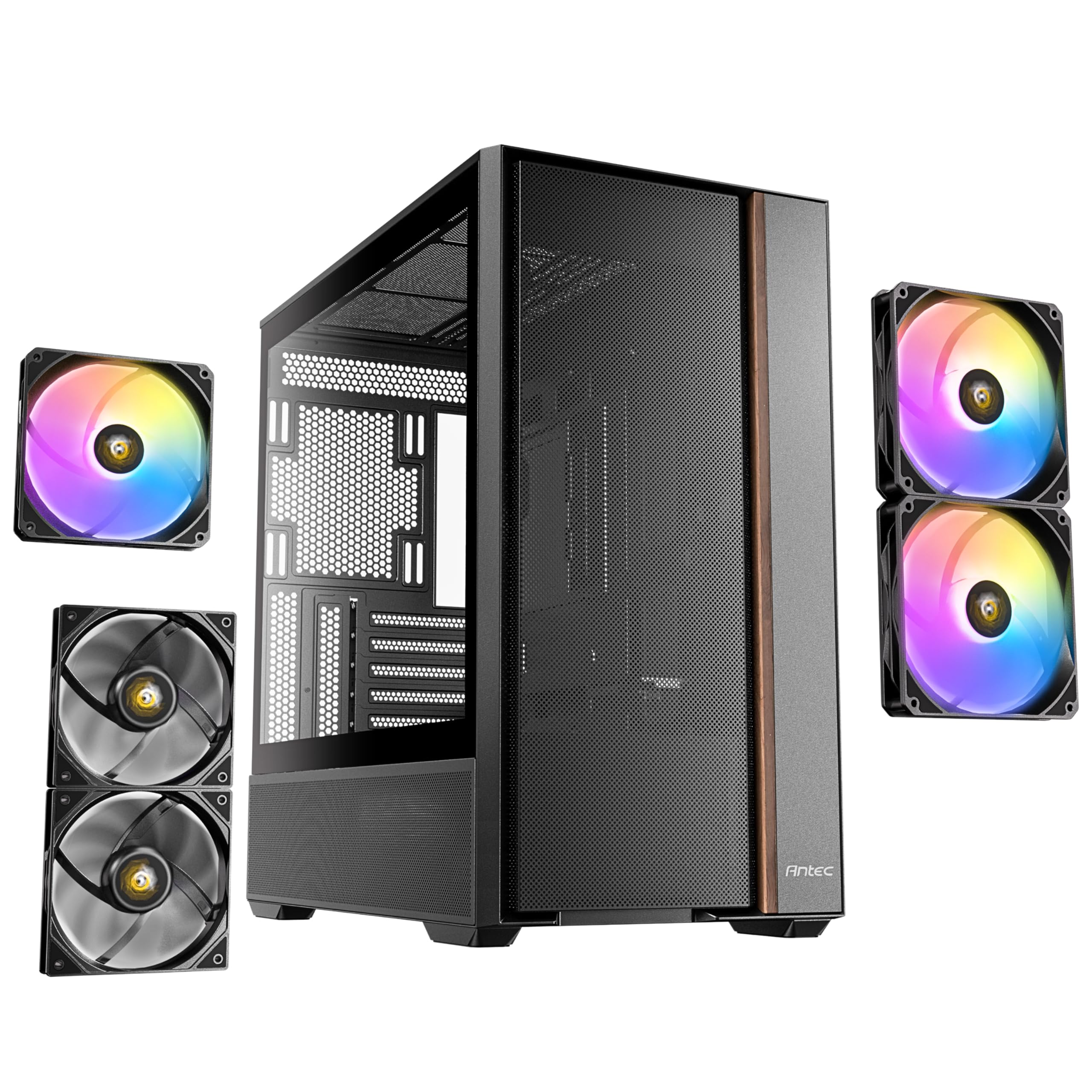 ANTEC Flux Rear ATX/Micro-ATX/ITX Boîtier Midi Tower PC, Noir
