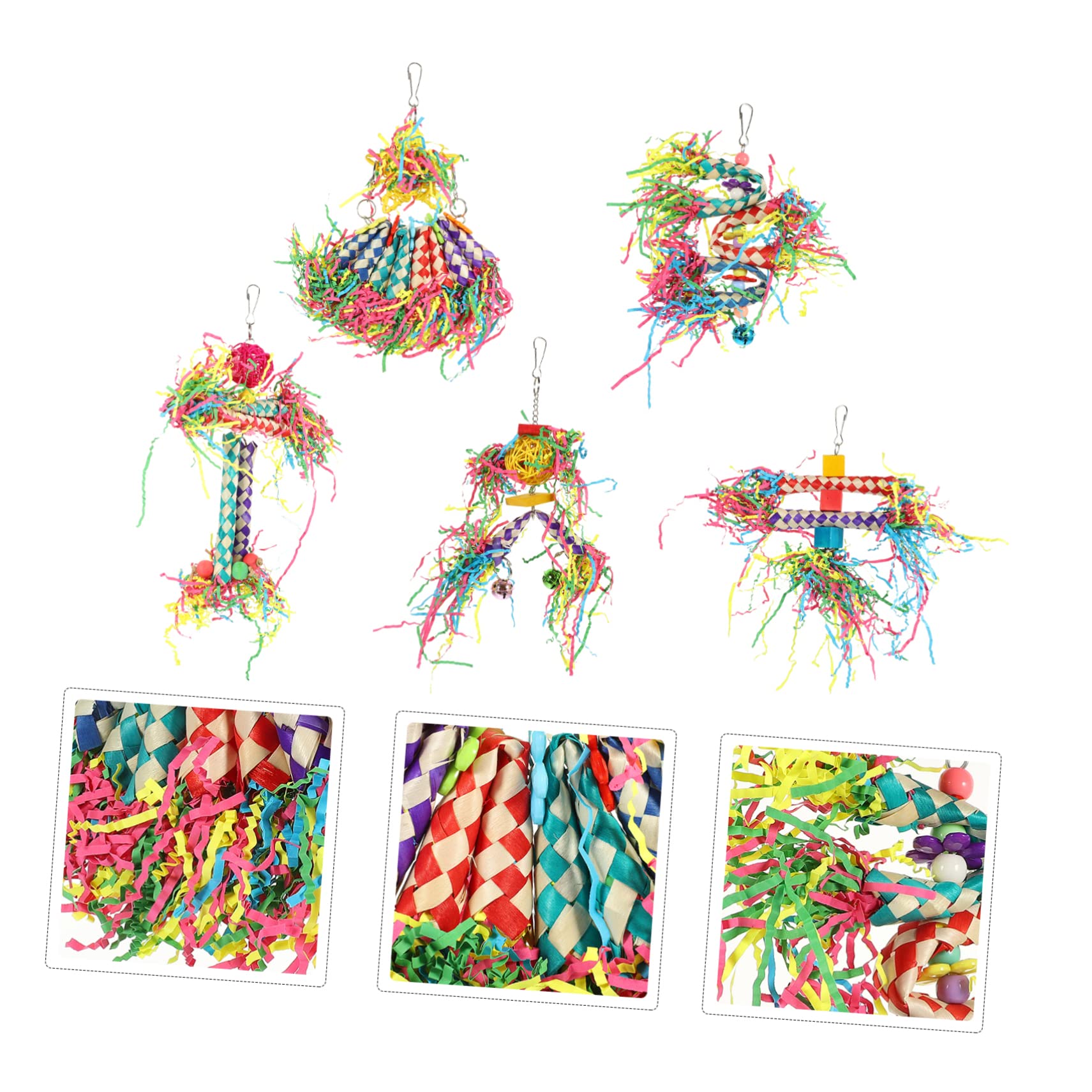 BESPORTBLE 2ensembles Jouets Suspendus à Mâcher pour Oiseaux Jouets Tube Tressé pour Perroquets Et Perruches Accessoires Ludiques pour Cages Oiseaux