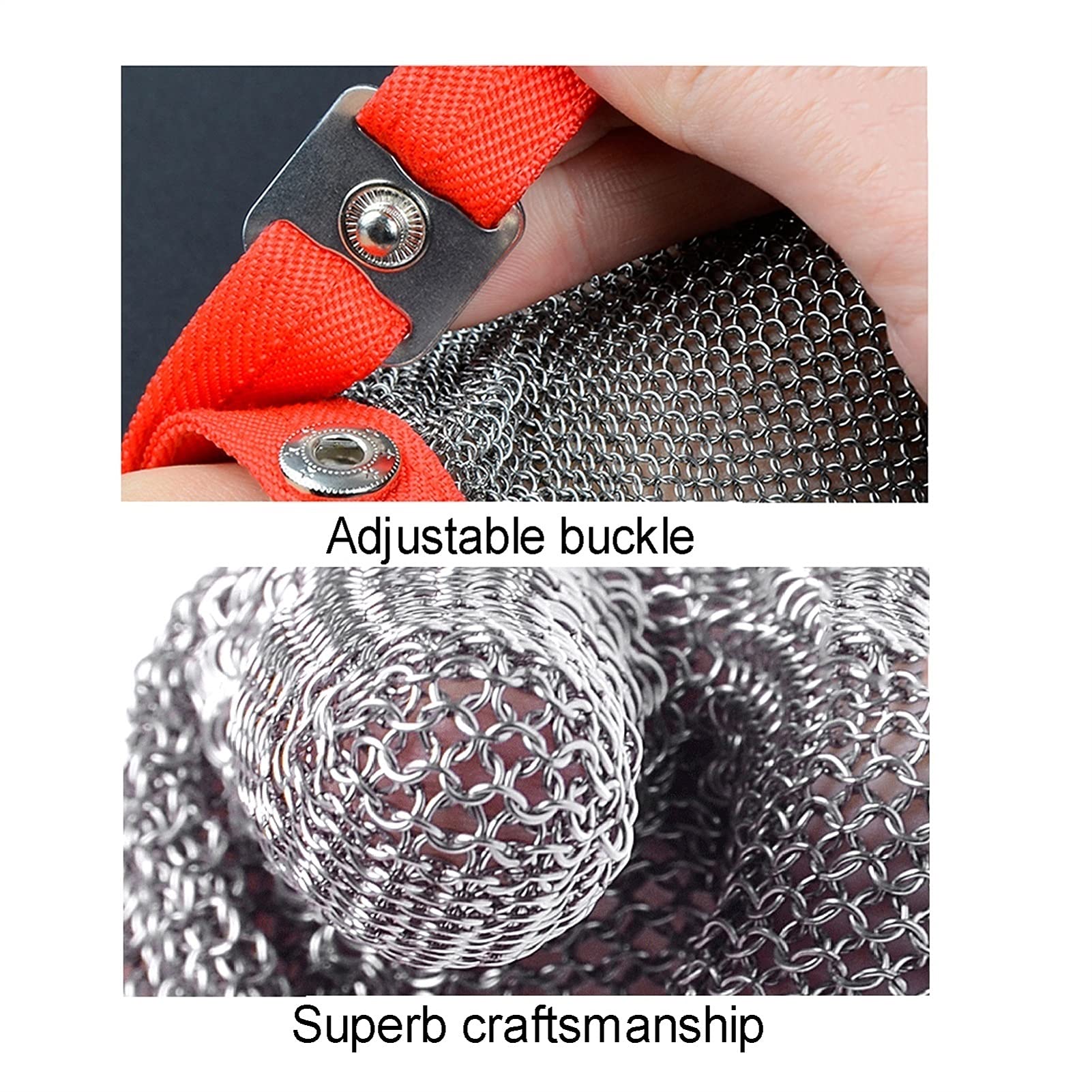 Gartenhandschuhe Sicherheit Arbeitshandschuhe, Schnittbeständige Edelstahl-Handschuhe, Schutzhandschuh Für Fisch In Der Küche Metzger Zu Töten, Mit Befestigungslaschen, Bequem Und Flexibel