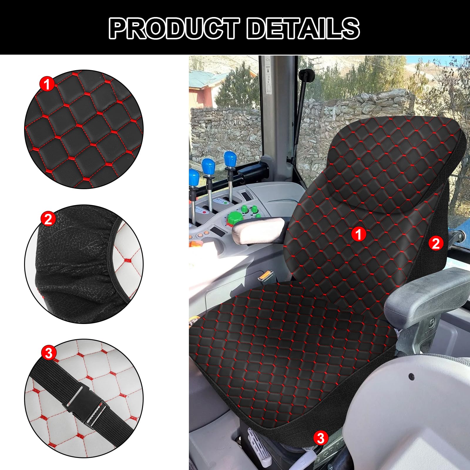 Funda de Asiento de Tractor Resistente para Tractores de Gabinete con Reposacabezas, Funda de Asiento de Carretilla Elevadora