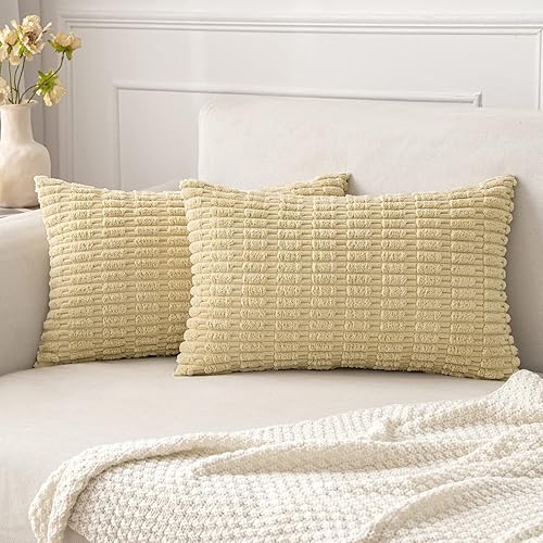 Vista 245 de MIULEE Pack of 2 Orange Corduroy Decorative Pillow Covers 20x20 Inch Soft Boho Striped Throw Pillow Covers Modern Farmhouse Home Decor for Halloween