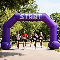 Vista 12 de Arco inflable de línea de meta de arranque de 20 pies rosa con potente soplador