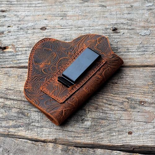 Miniatura 7 de JJNUSA Funda de cuero IWB, funda de cuero genuino para pistola Glock 19 42 43X, Ruger LCP LC9S Security 9 Max 9, Taurus G2 G2C G3C GX4, Springfield