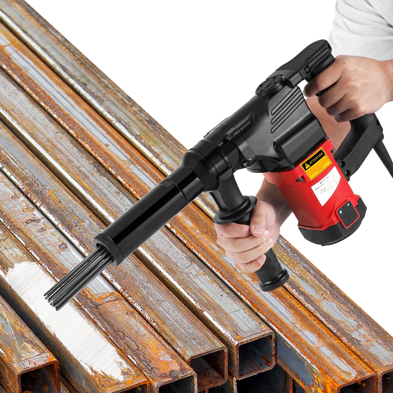 YUCHENGTECH Escalador de Agujas Electrico 1100W | Pistola Eléctrica de Desoxidación Con 100 Agujas de Acero Escalador de Agujas para Quitar óxido Escoria Soldadura y Pintura