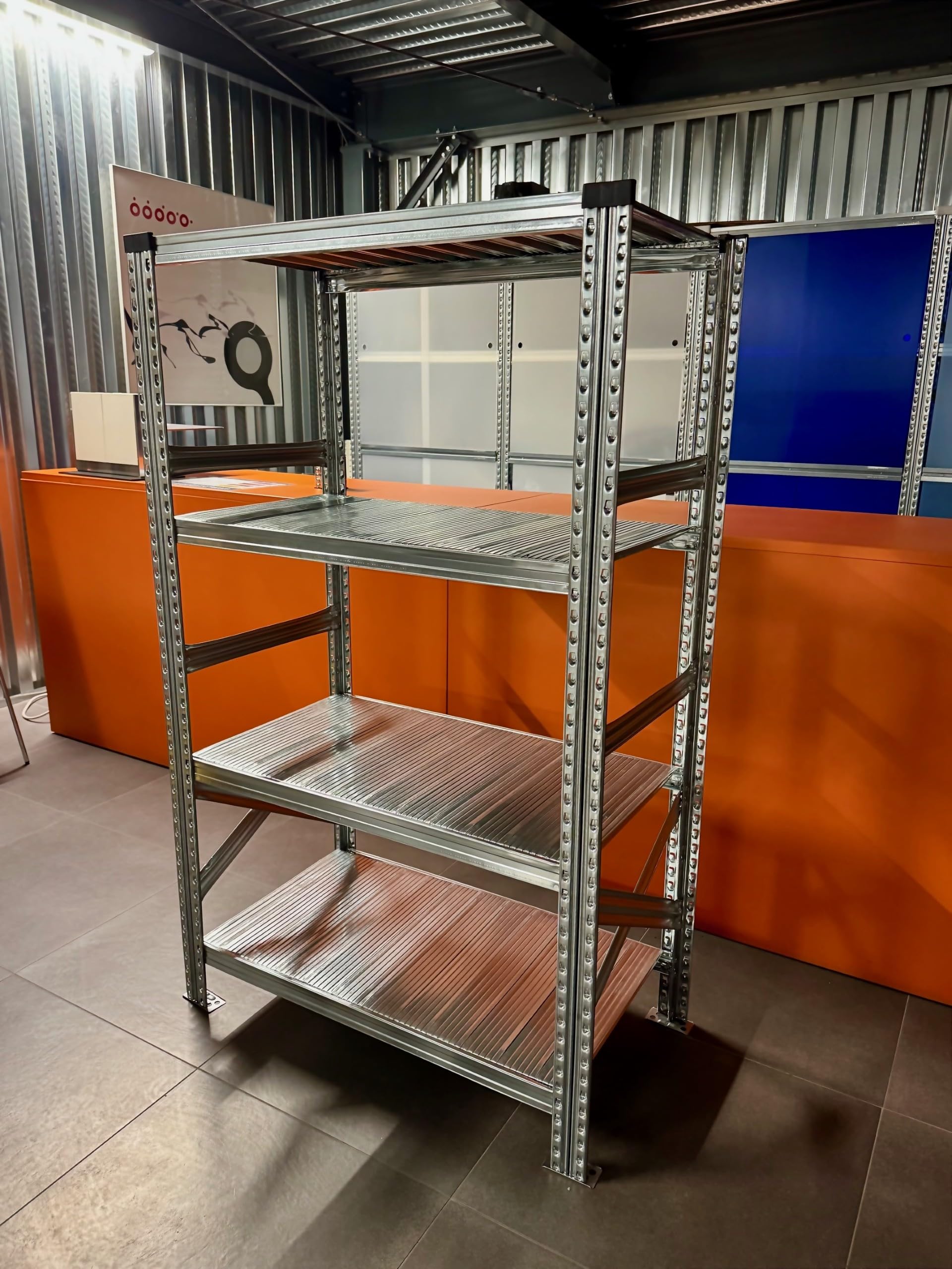 Scaffale Professionale Zincato 4 Ripiani, Metallo Zincato, 60x60 cm, Altezza 157 cm, Uso Industriale e Magazzino