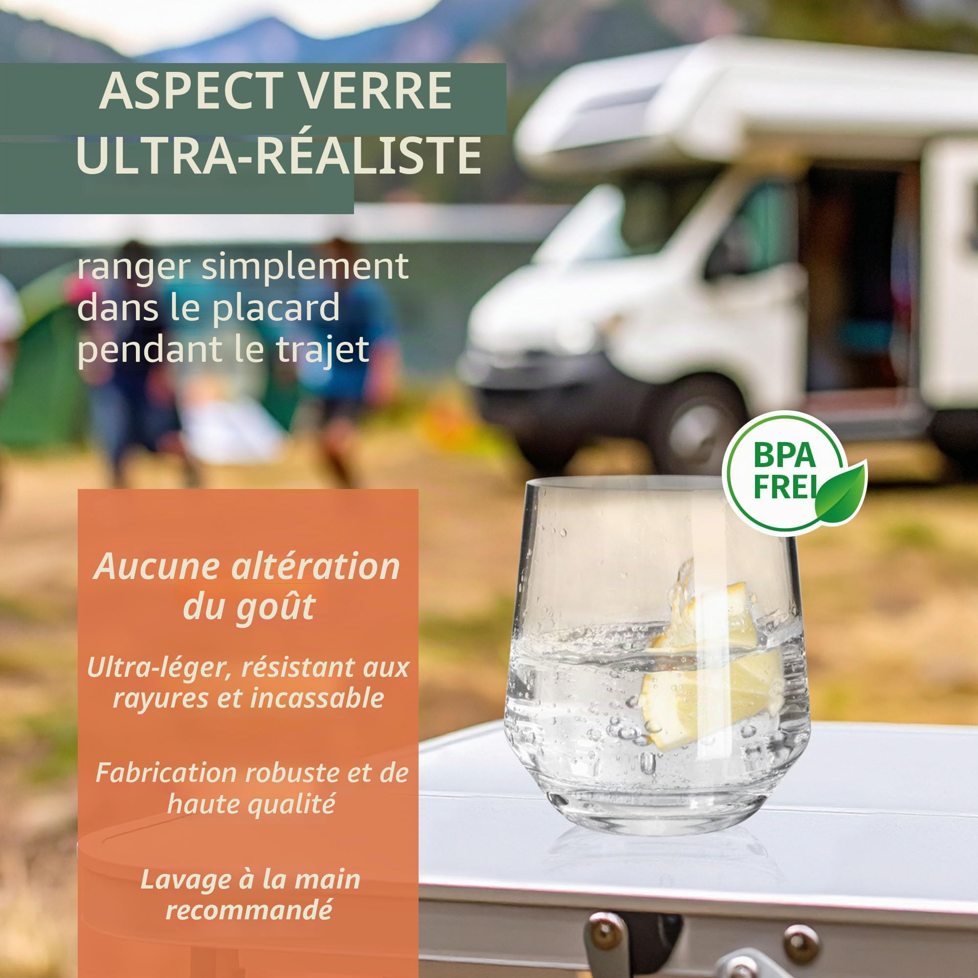 Moritz - Ensemble de vaisselle de camping en mélamine pour 4 personnes - Gris pierre + 4 verres Milano - Vaisselle de table - Vaisselle pour pique-nique, barbecue, ustensiles de cuisine