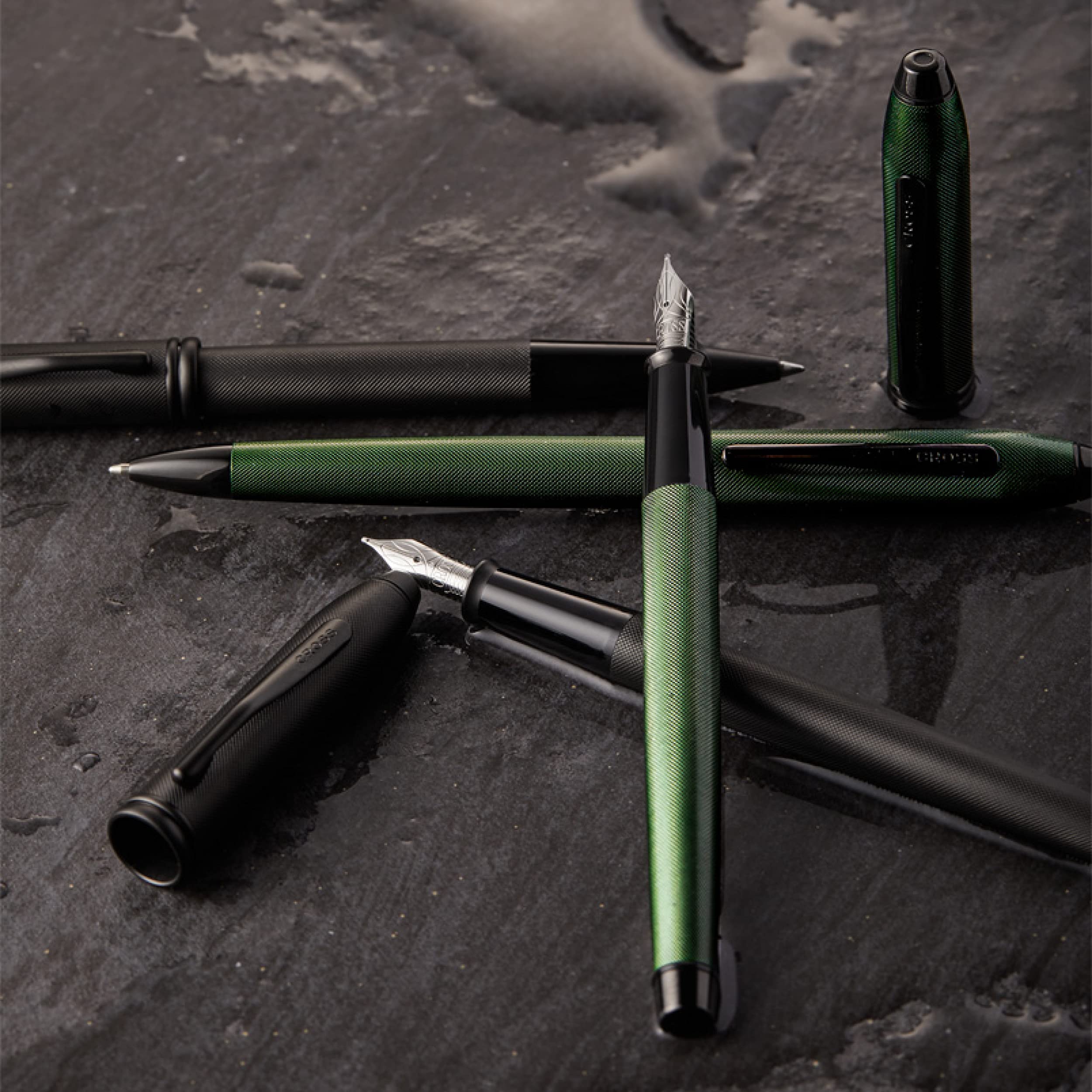 Pluma Estilográfica Cross Townsend – Edición Especial Platino Cepillado – Plumín Oro 18k – Fino